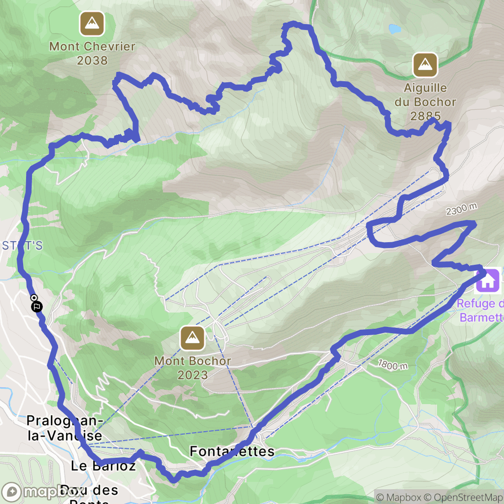 Pralognan-la-Vanoise : carte du parcours de randonnée - France