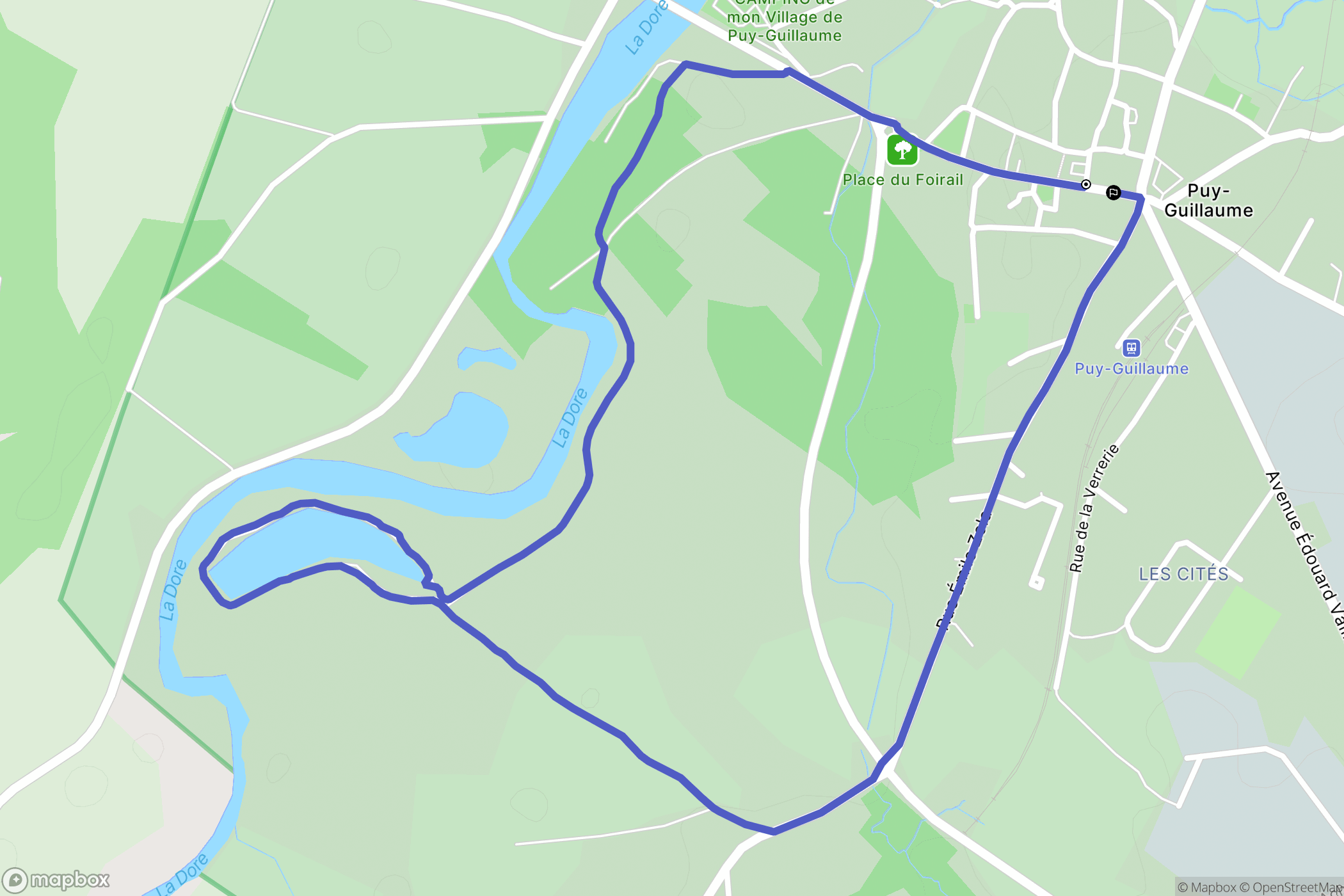 Puy-Guillaume : carte du parcours de randonnée - France