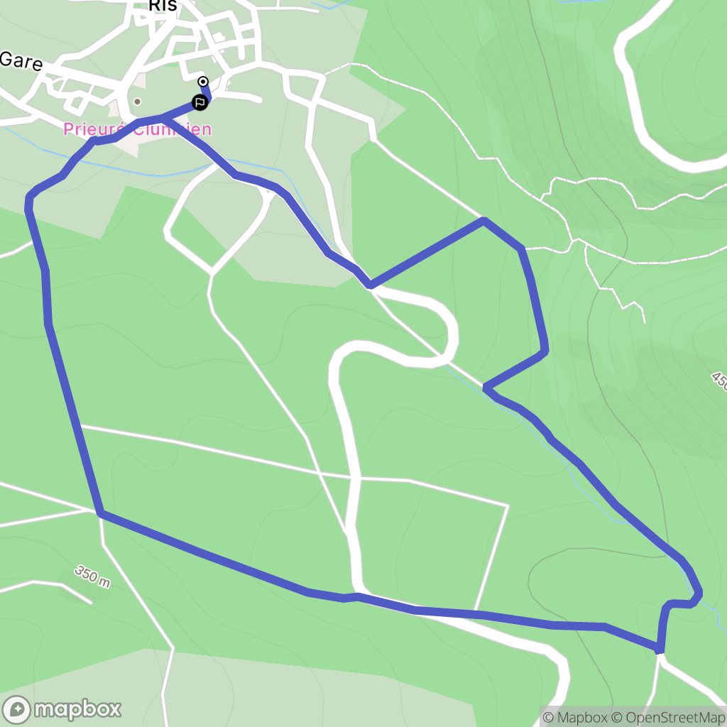 Ris : carte du parcours de randonnée - France