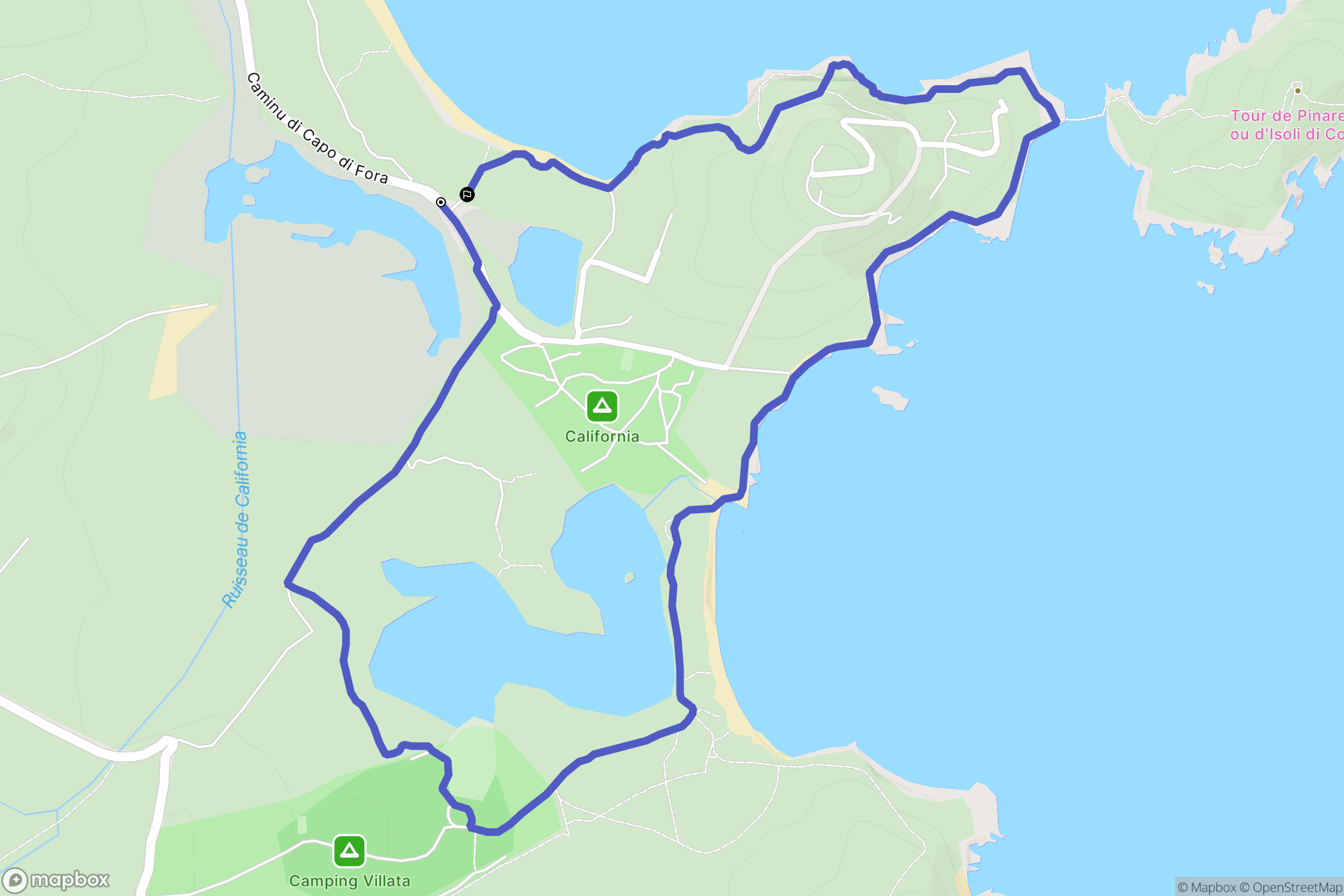 Zonza : carte du parcours de randonnée - France
