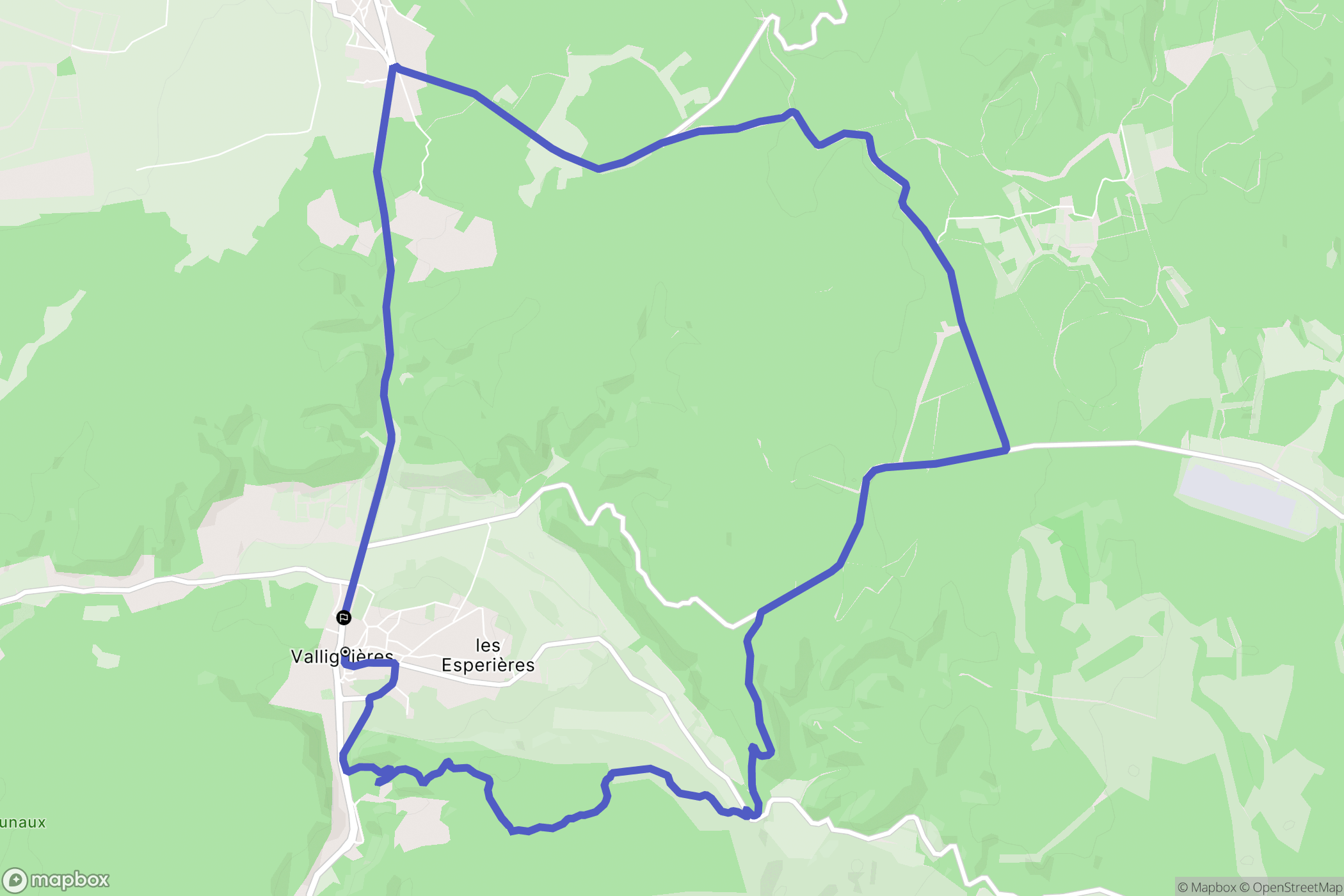 Valliguières : carte du parcours de randonnée - France