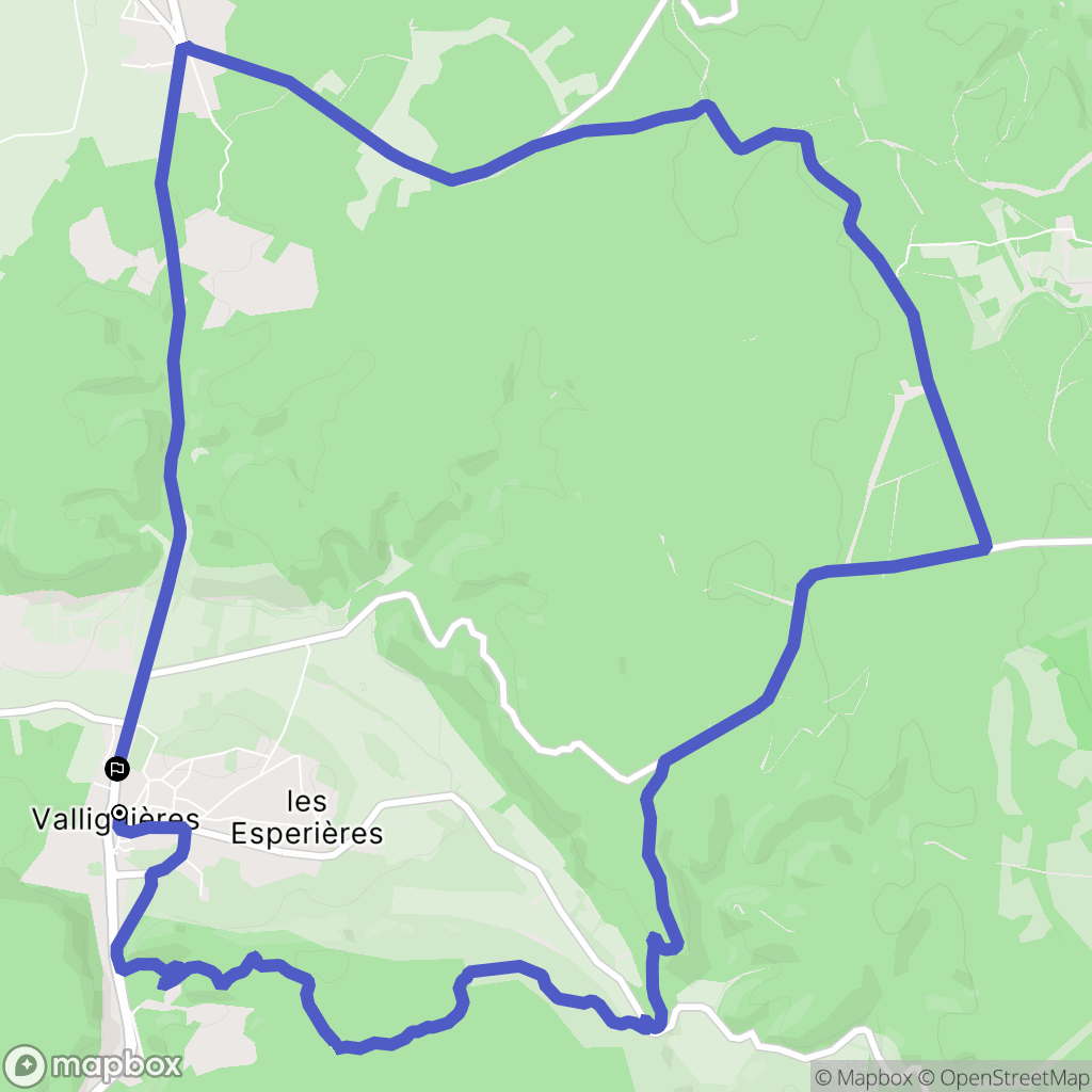 Valliguières : carte du parcours de randonnée - France