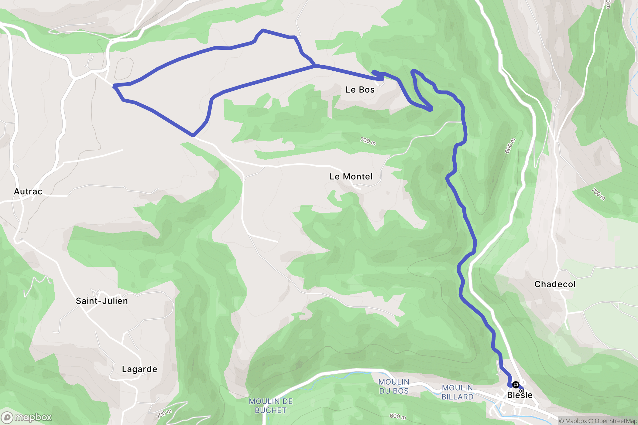Blesle : carte du parcours de randonnée - France