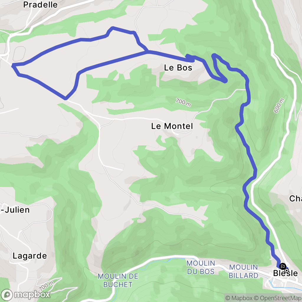 Blesle : carte du parcours de randonnée - France