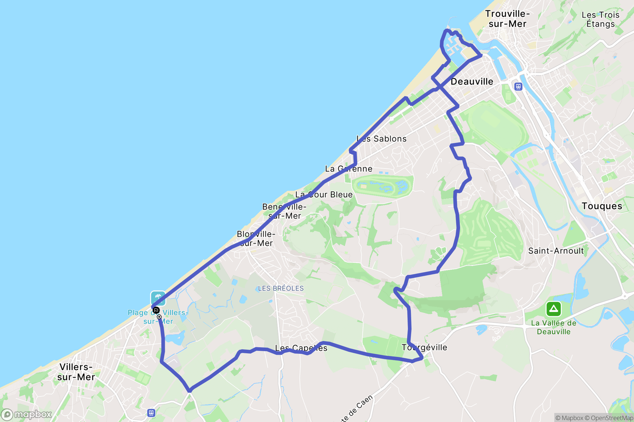 Villers-sur-Mer : carte du parcours de randonnée - France