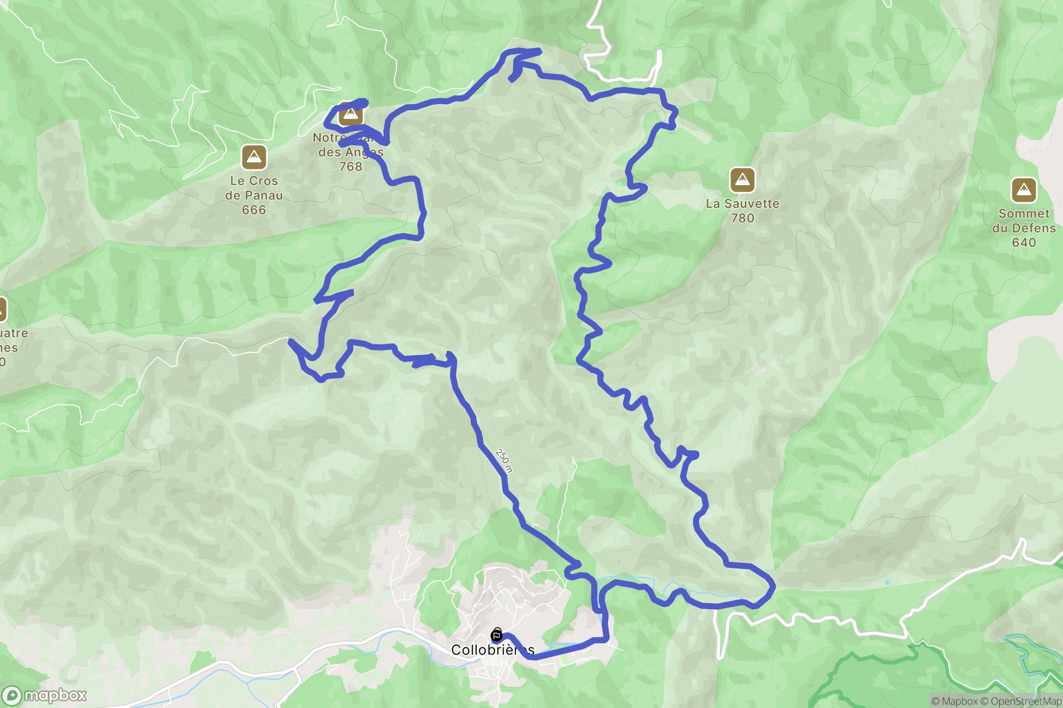 Collobrières : carte du parcours de randonnée - France