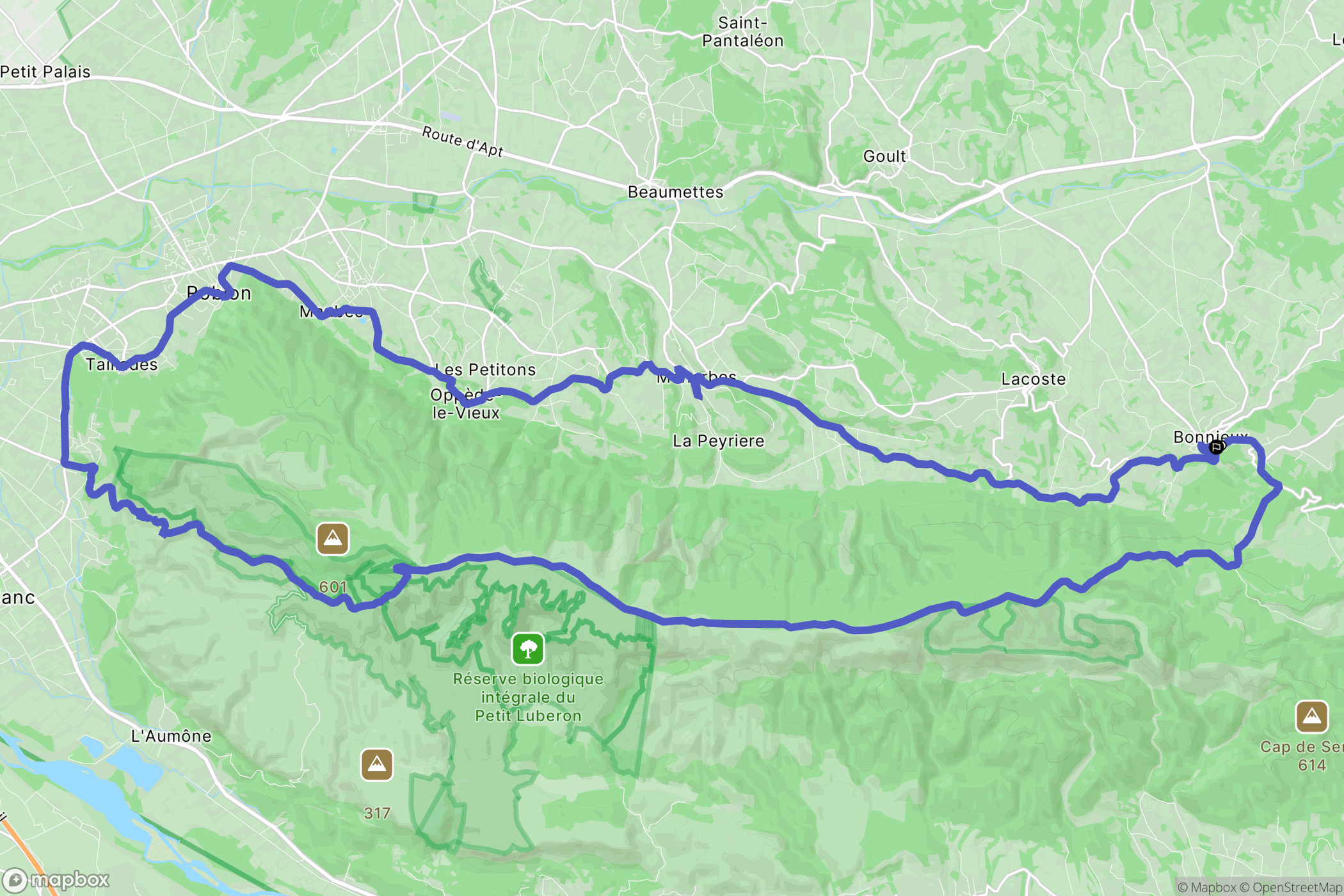 Bonnieux : carte du parcours de randonnée - France
