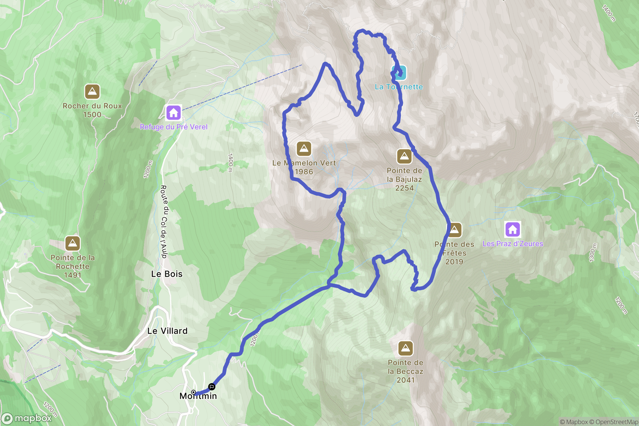 Talloires-Montmin : carte du parcours de randonnée - France