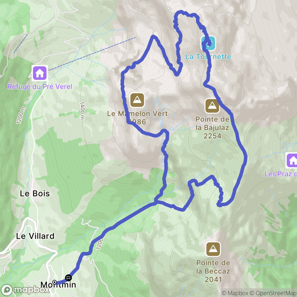 Talloires-Montmin : carte du parcours de randonnée - France