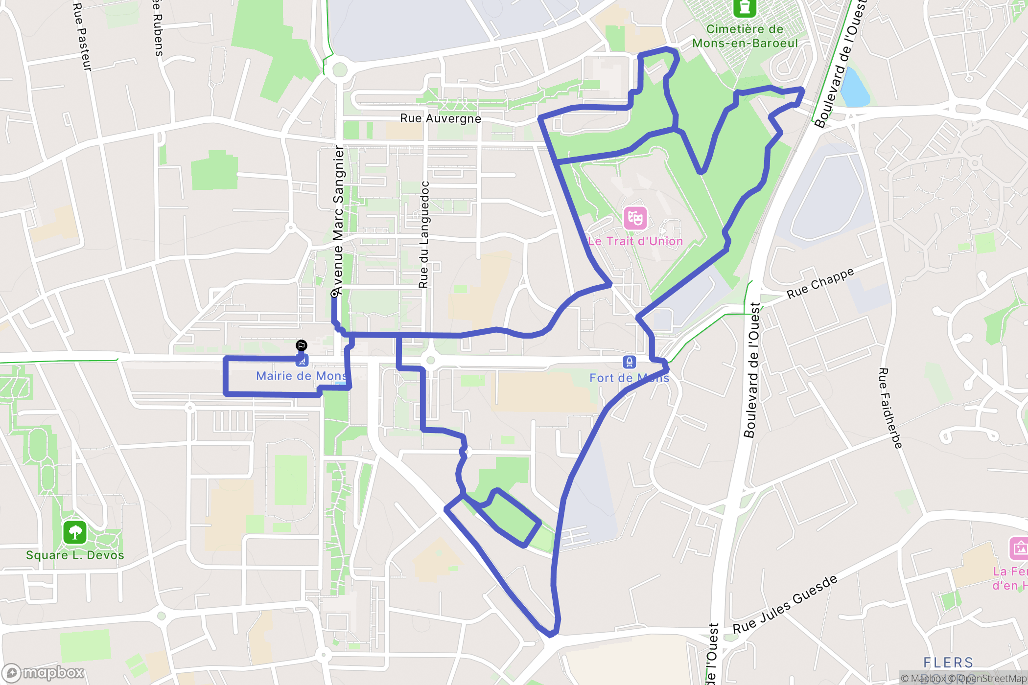 Mons-en-Barœul : carte du parcours de randonnée - France