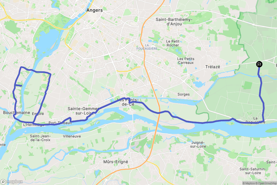 Loire-Authion : carte du parcours de randonnée - France