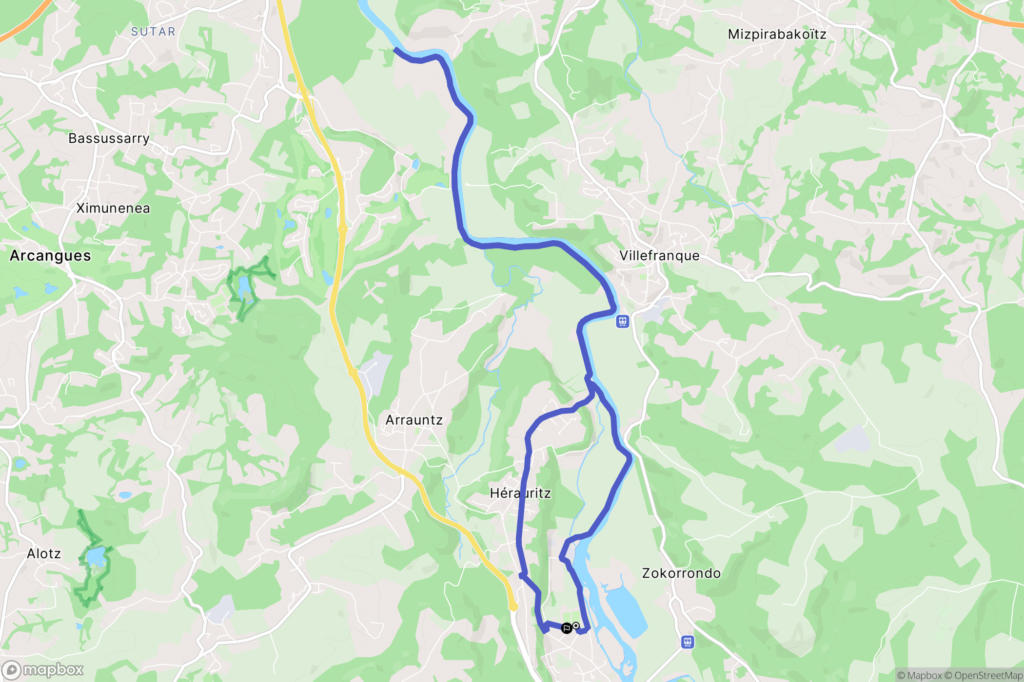 Ustaritz : carte du parcours de randonnée - France