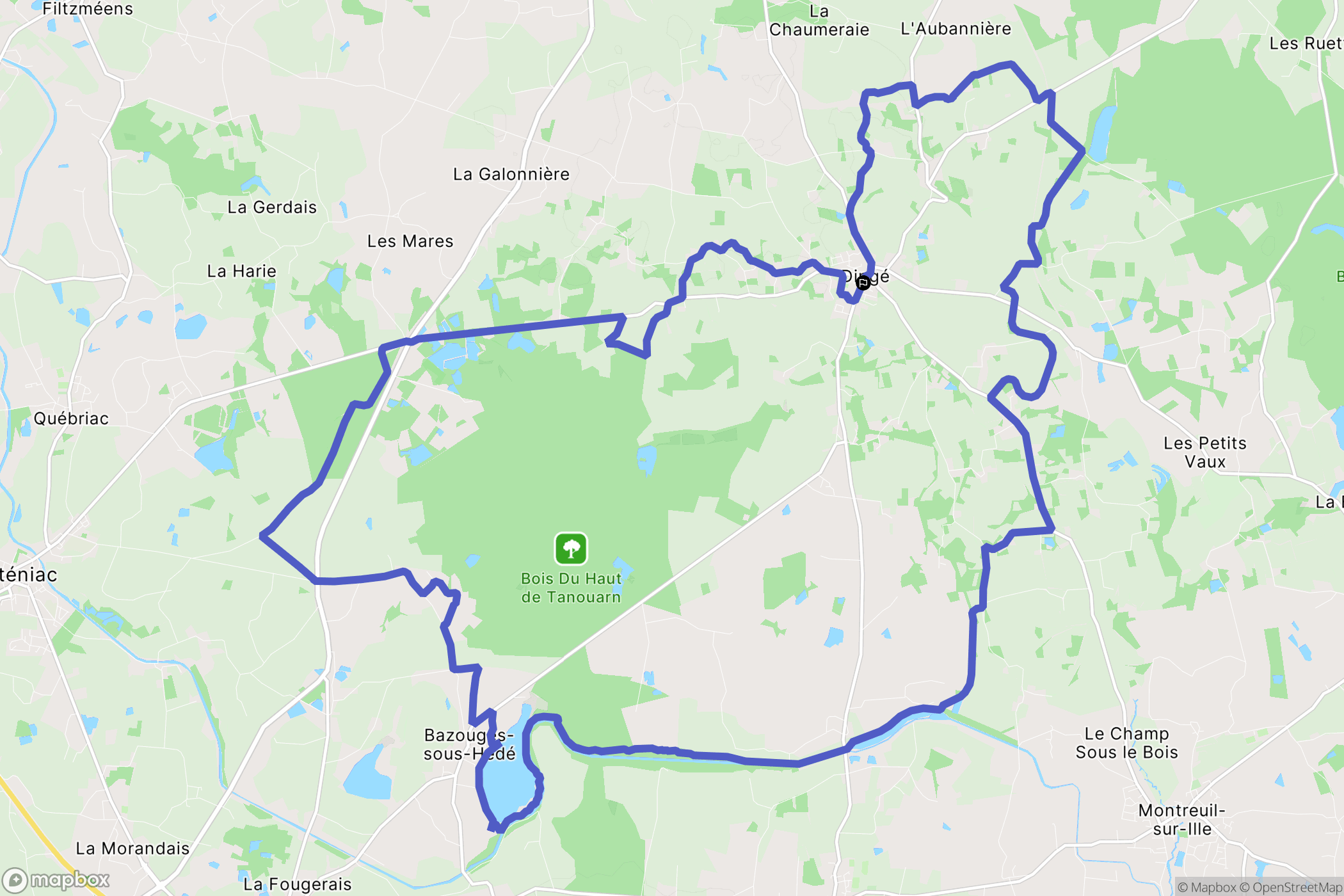Dingé : carte du parcours de randonnée - France
