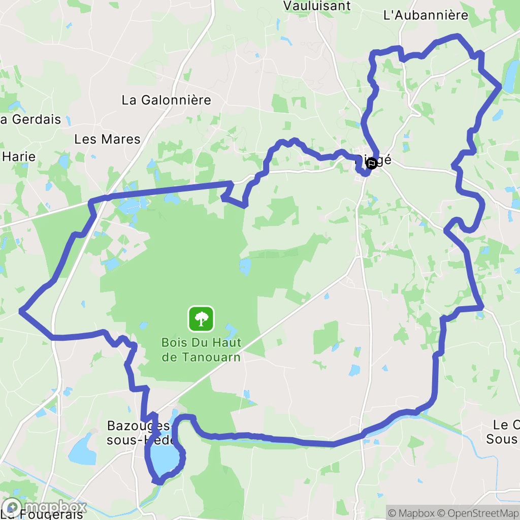 Dingé : carte du parcours de randonnée - France