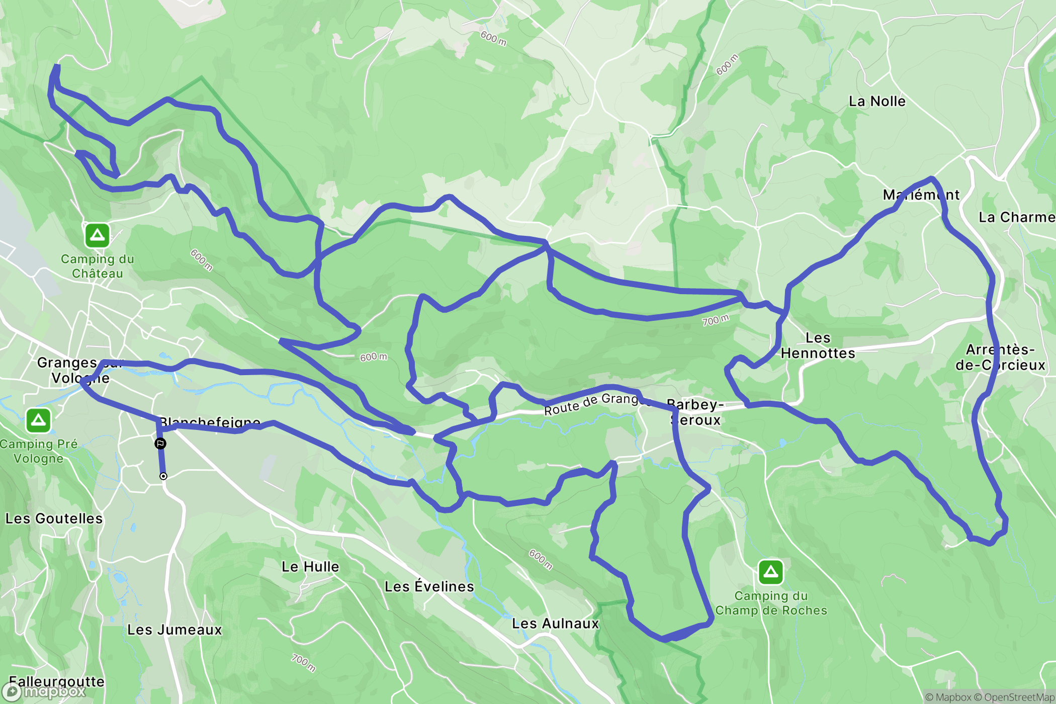 Granges-Aumontzey : carte du parcours de randonnée - France