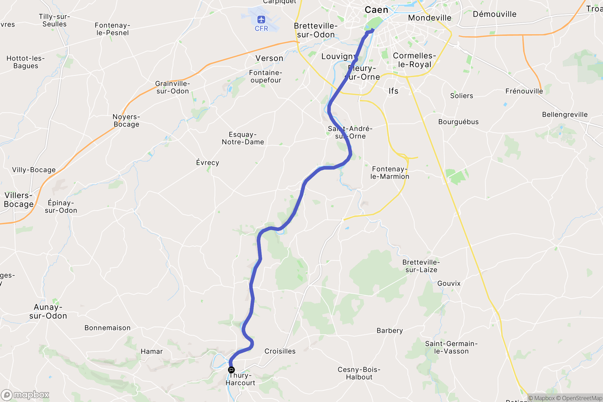 Thury-Harcourt-le-Hom : carte du parcours de randonnée - France