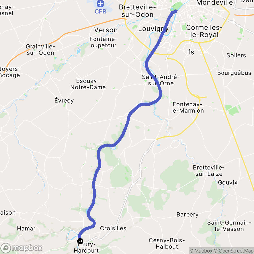 Thury-Harcourt-le-Hom : carte du parcours de randonnée - France