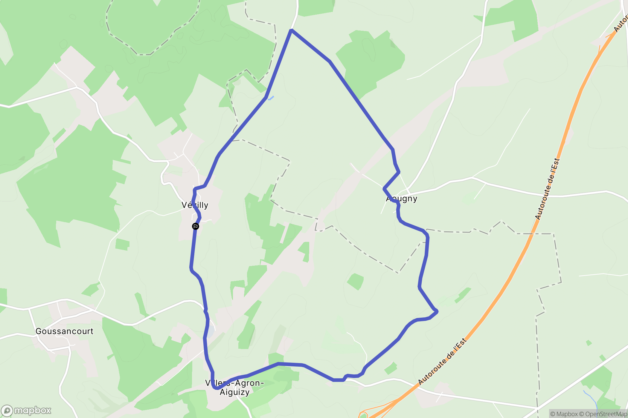 Vézilly : carte du parcours de randonnée - France