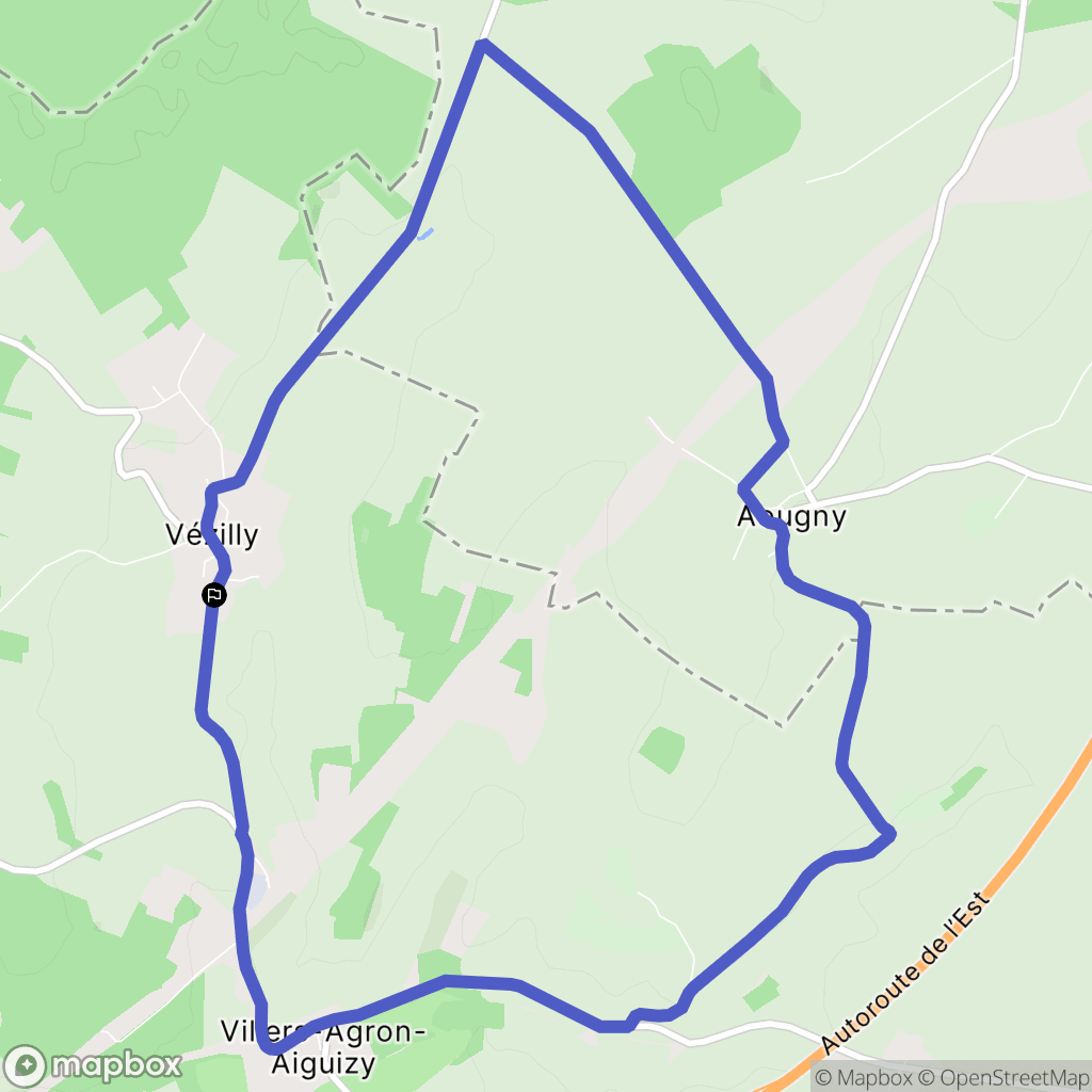 Vézilly : carte du parcours de randonnée - France