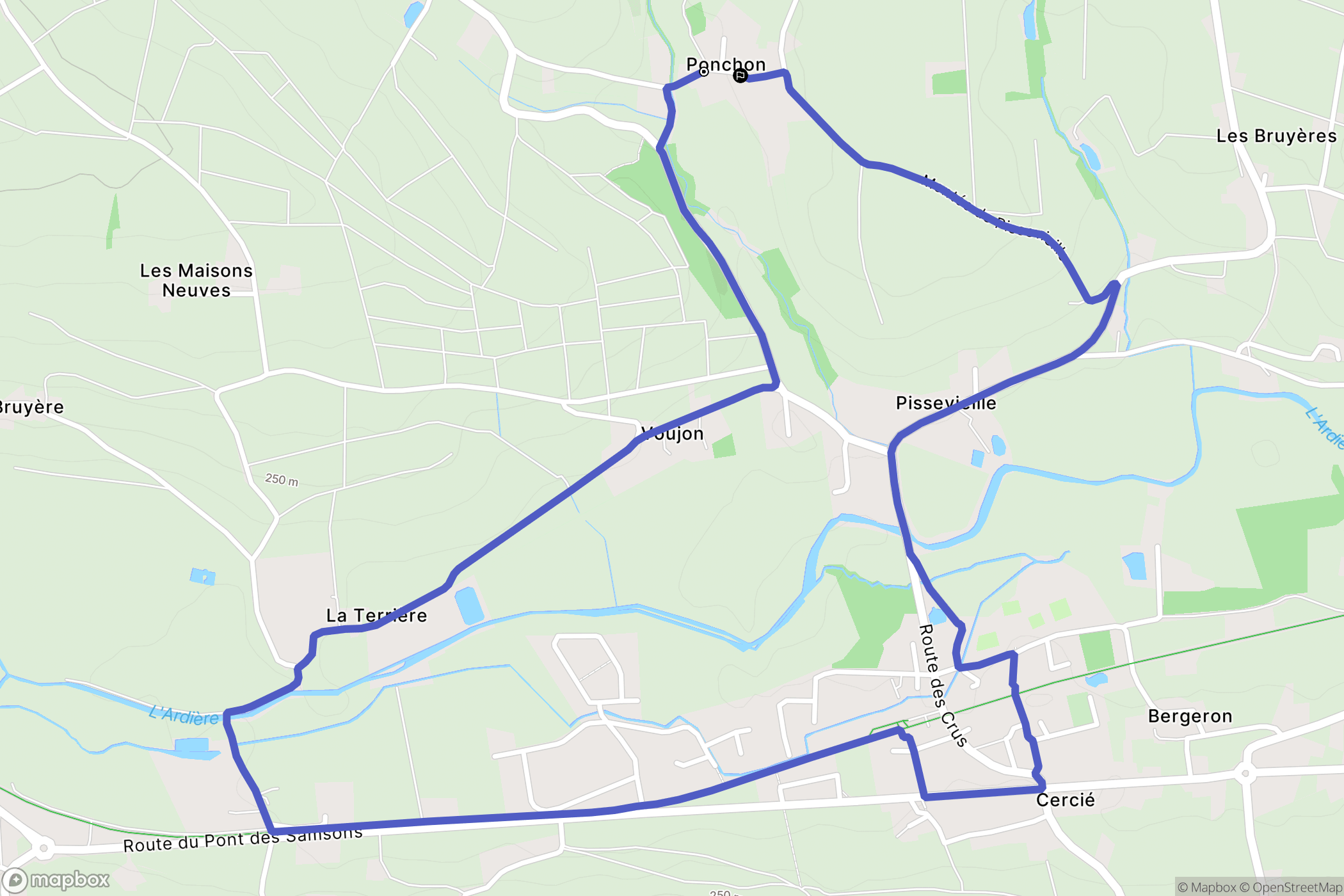 Régnié-Durette : carte du parcours de randonnée - France
