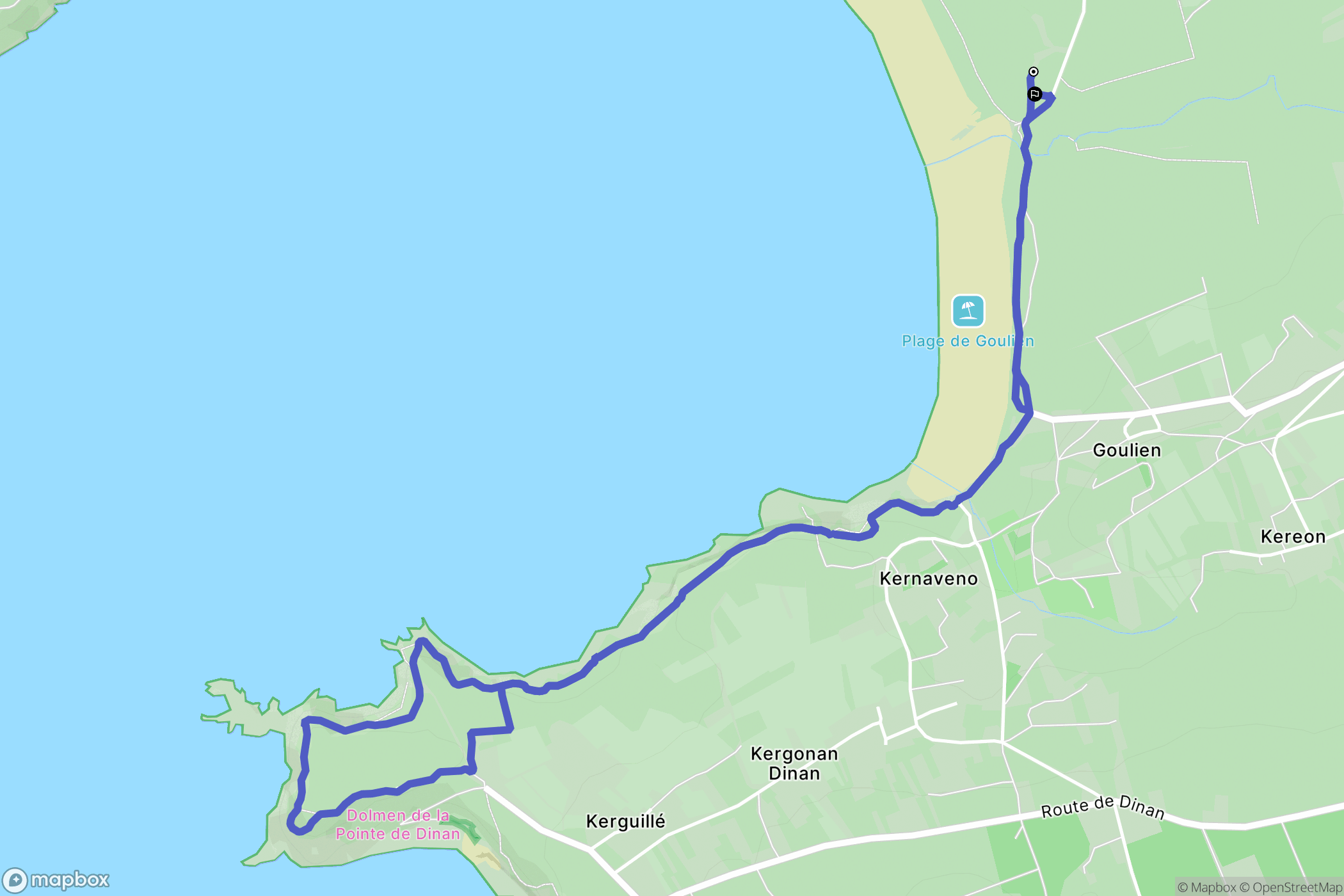 Crozon : carte du parcours de randonnée - France
