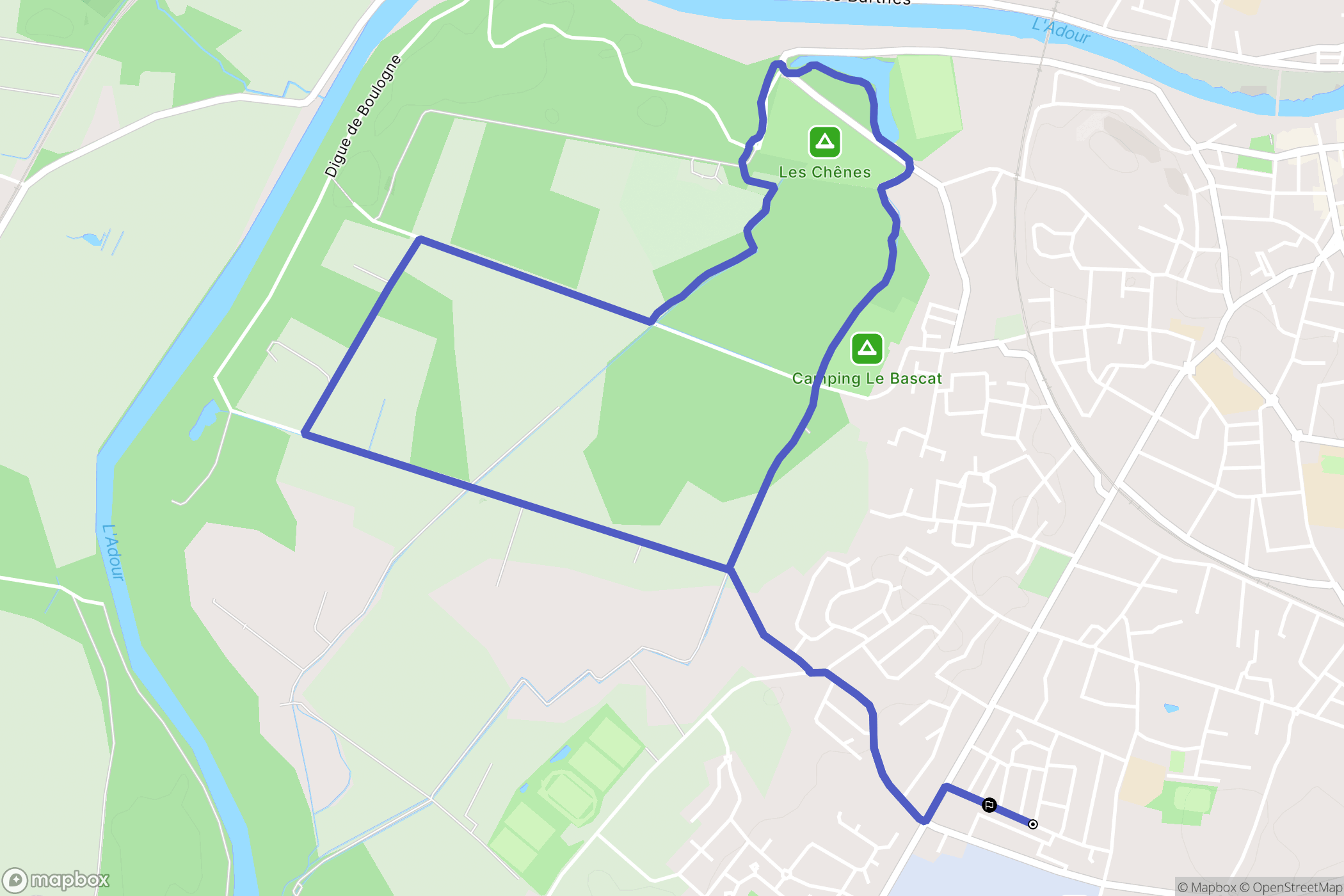 Dax : carte du parcours de randonnée - France