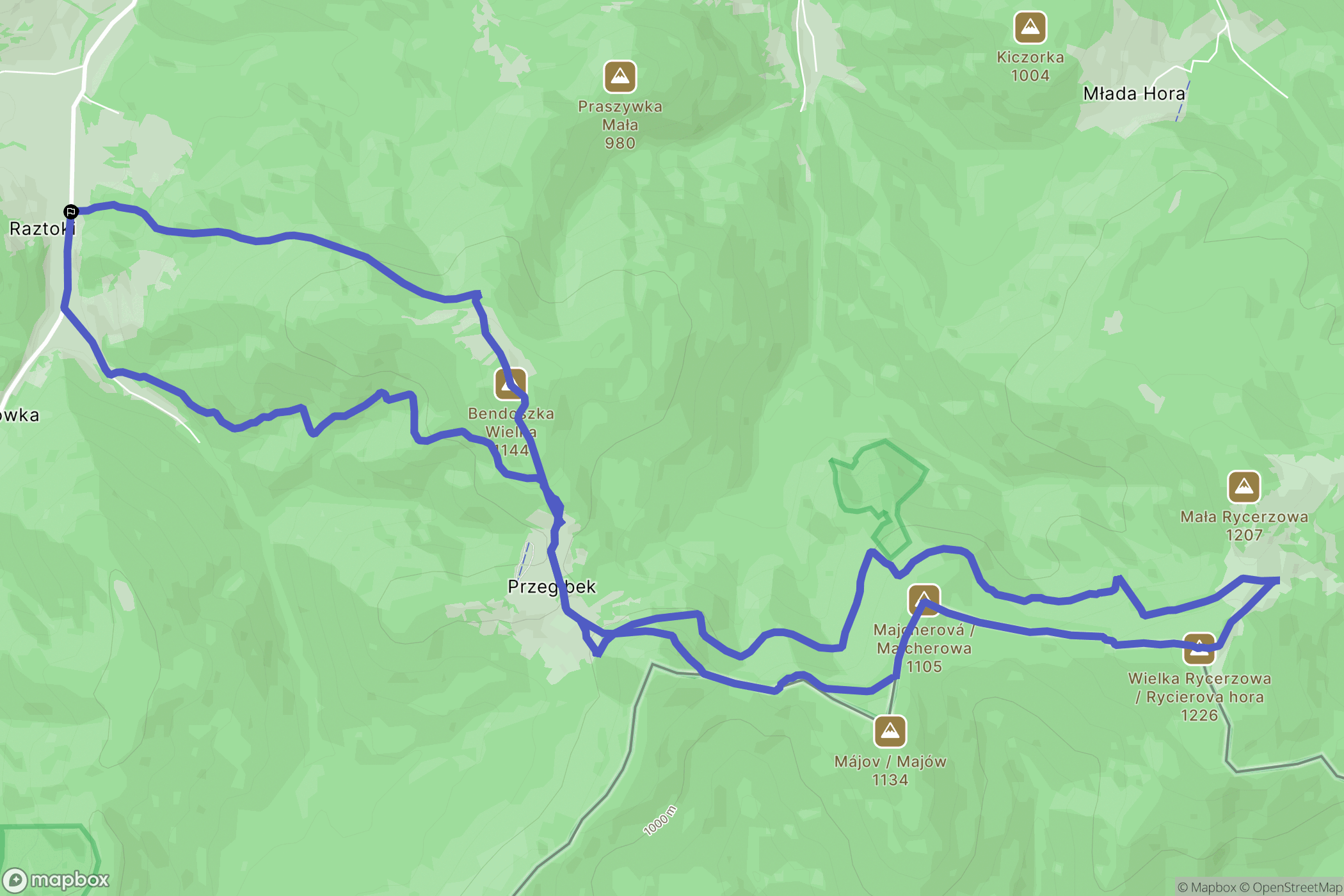 Rycerka Górna: mapa trasy - Poland