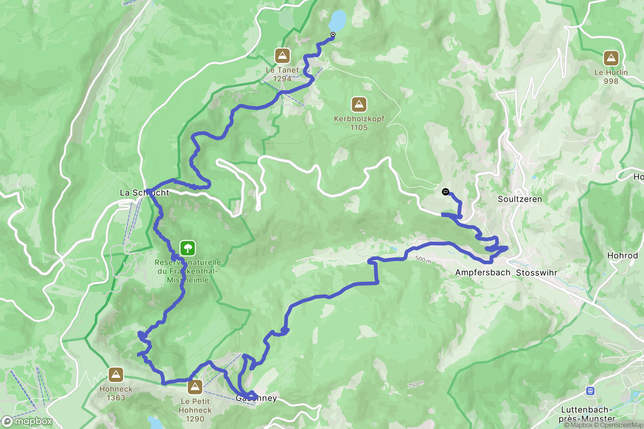 Soultzeren : carte du parcours de randonnée - France