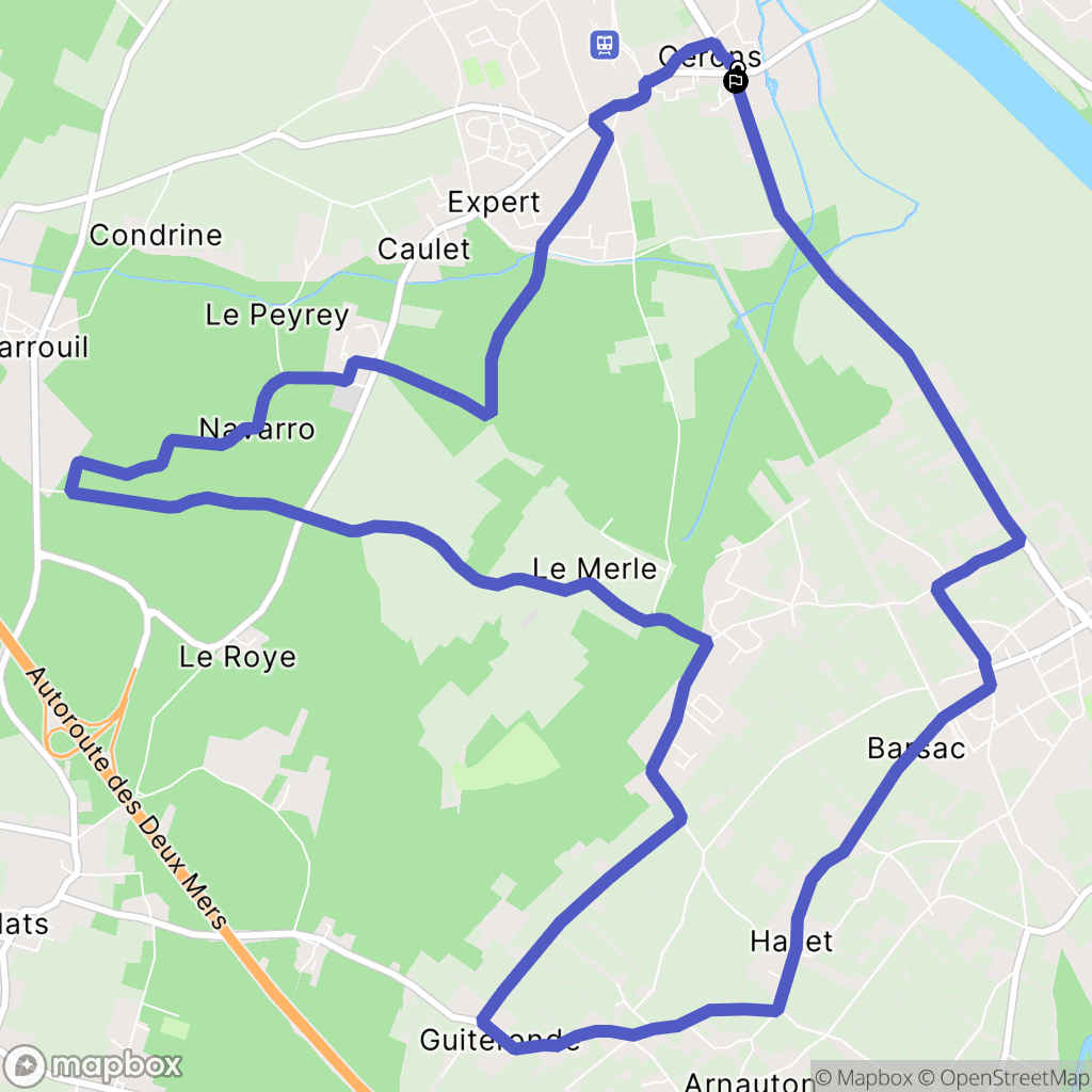 Cérons : carte du parcours de randonnée - France
