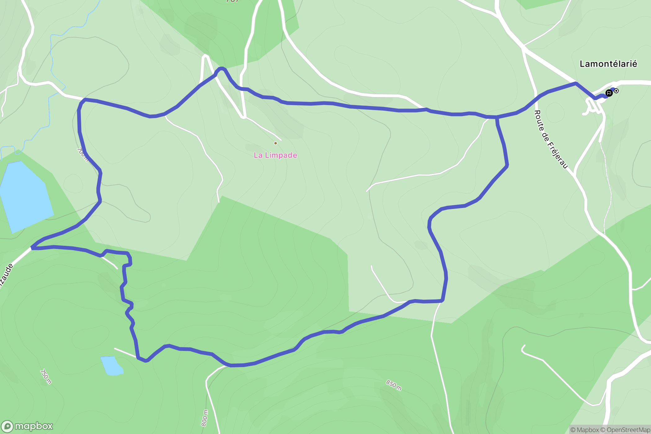 Lamontélarié : carte du parcours de randonnée - France