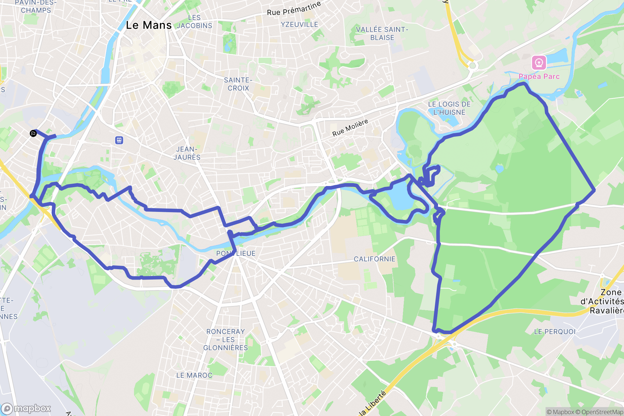 Le Mans : carte du parcours de randonnée - France