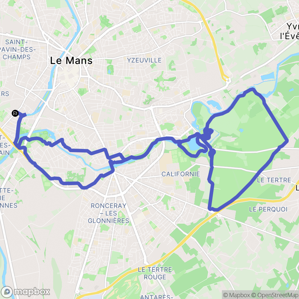 Le Mans : carte du parcours de randonnée - France