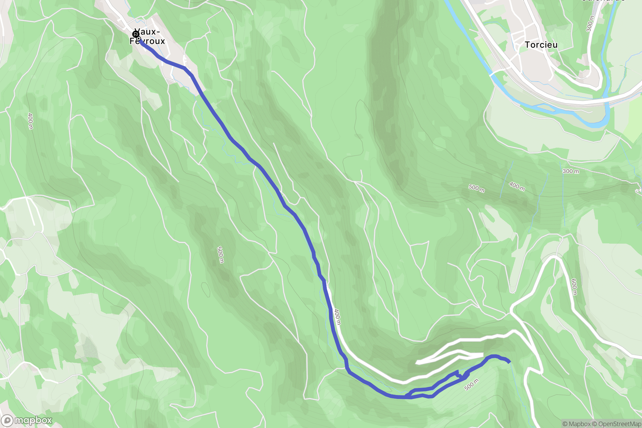 Vaux-en-Bugey : carte du parcours de randonnée - France