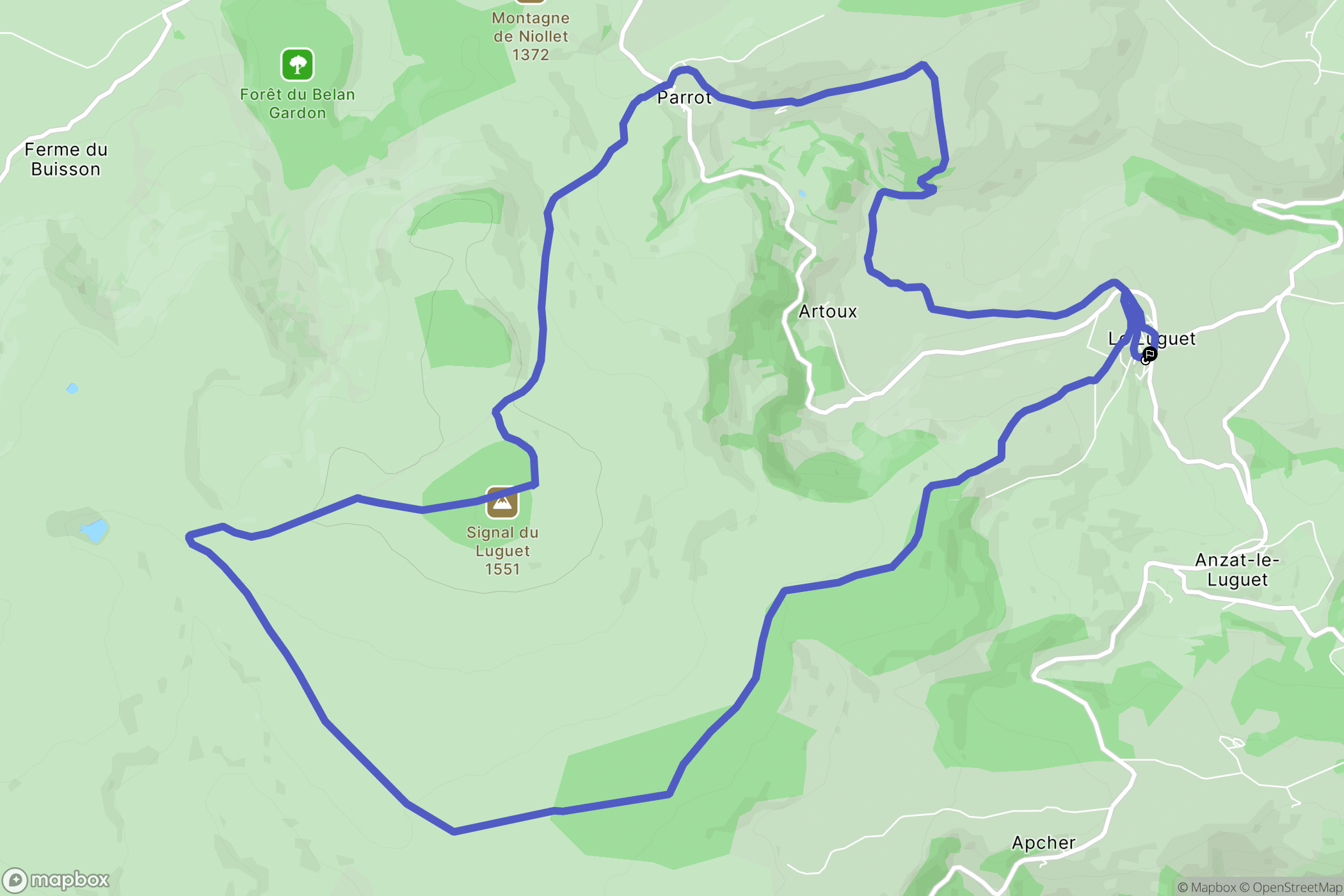 Anzat-le-Luguet : carte du parcours de randonnée - France