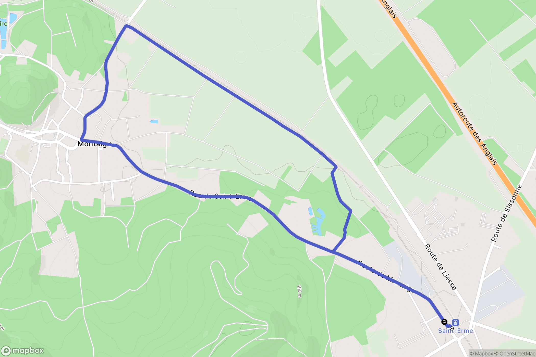 Saint-Erme-Outre-et-Ramecourt : carte du parcours de randonnée - France