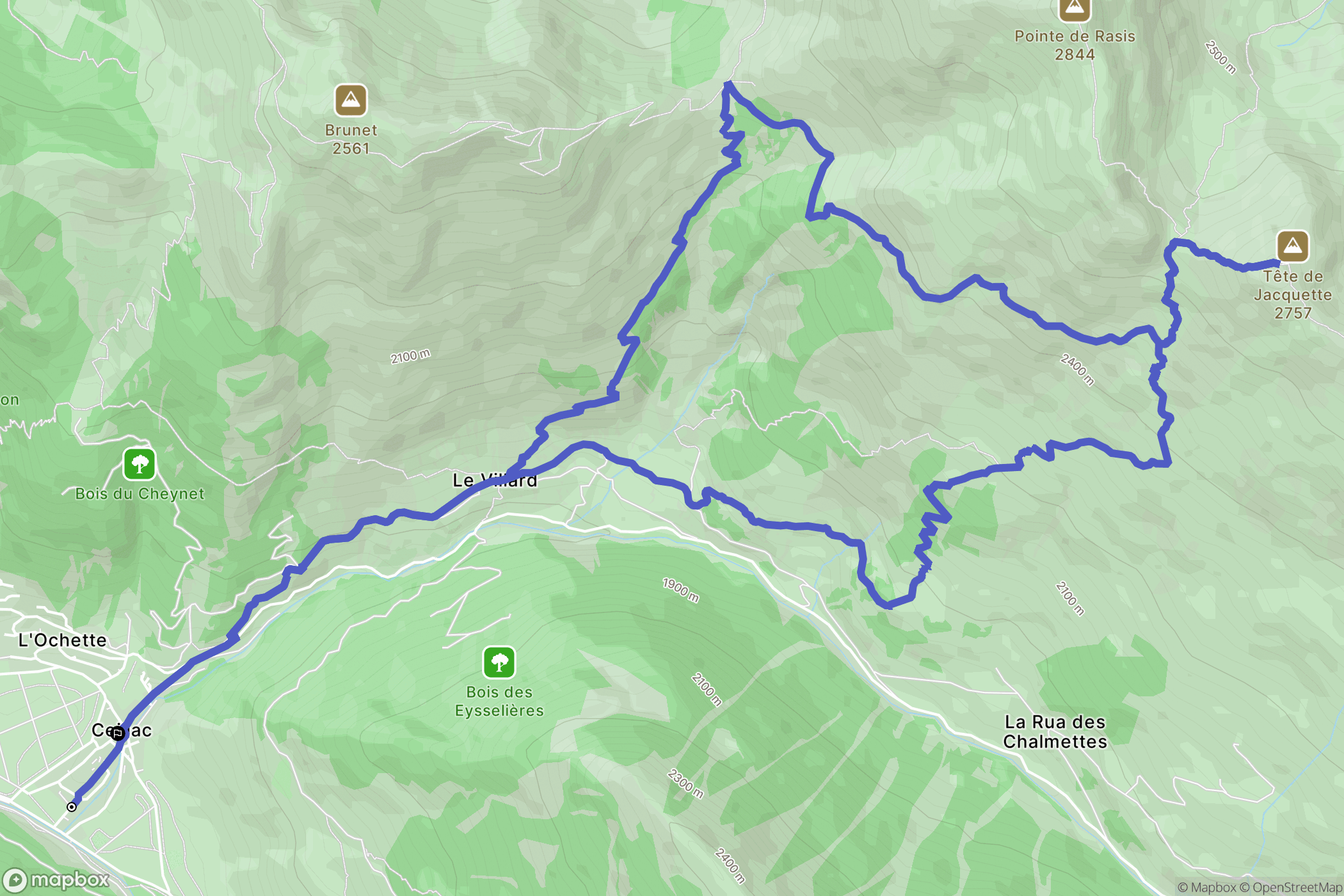 Ceillac : carte du parcours de randonnée - France