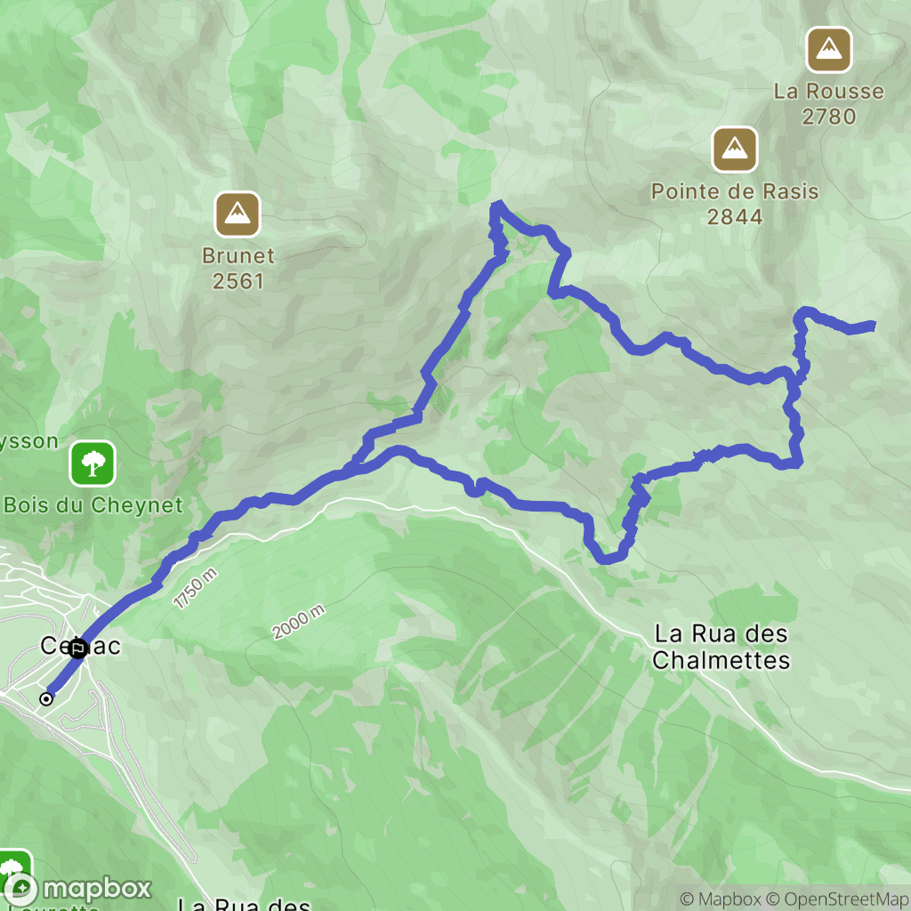 Ceillac : carte du parcours de randonnée - France
