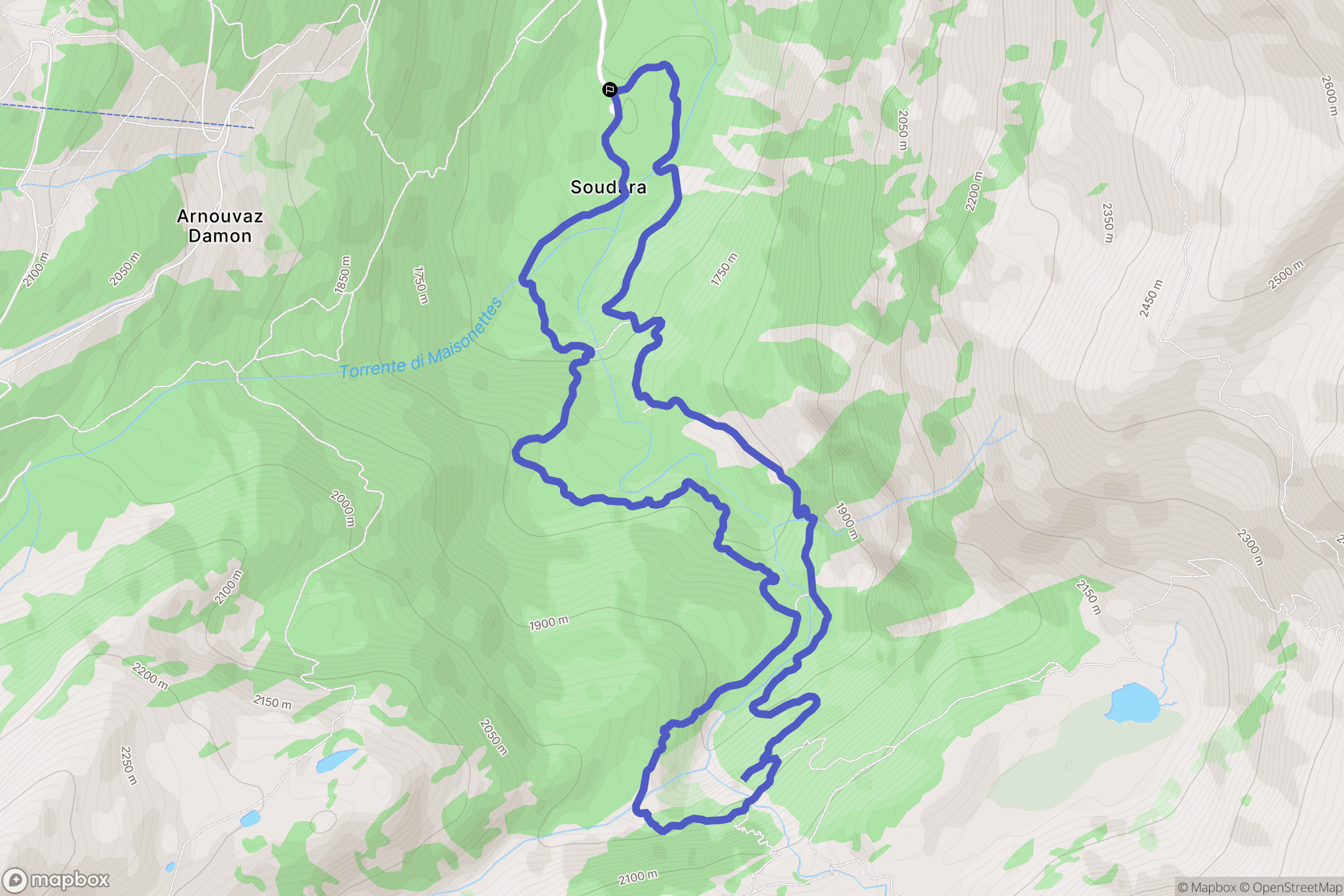 La Thuile : carte du parcours de randonnée - Italy