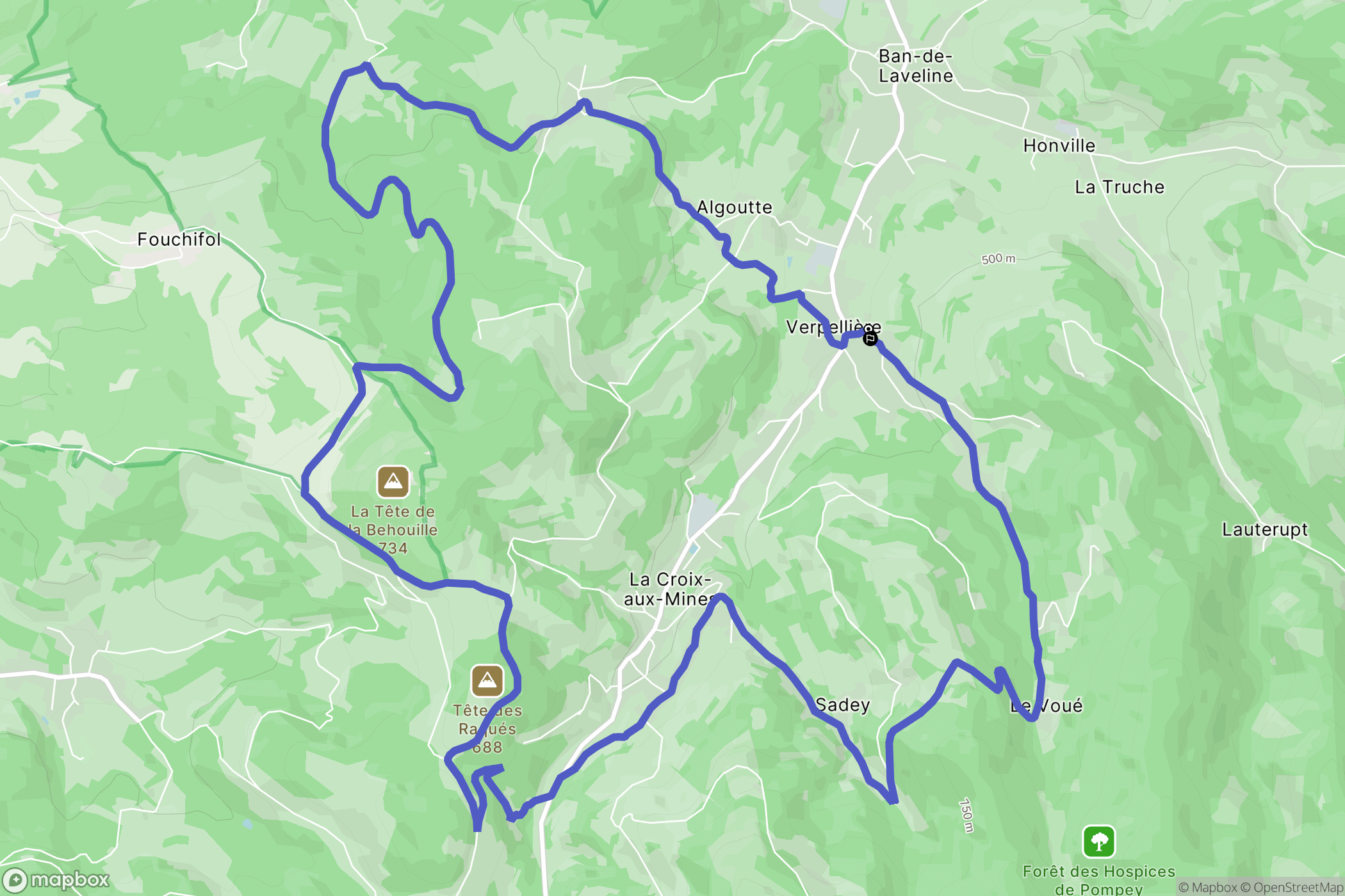 Ban-de-Laveline : carte du parcours de randonnée - France