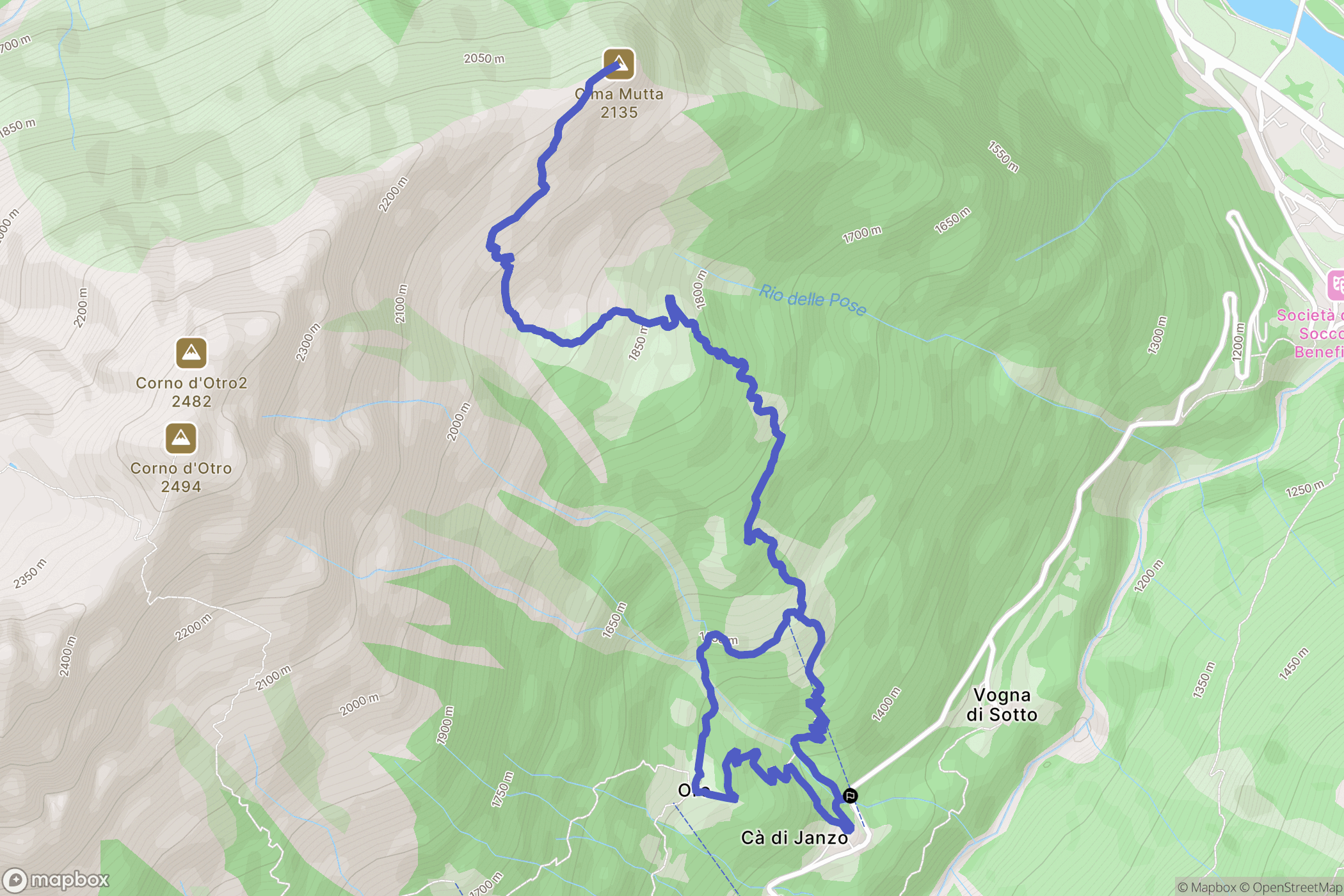 Riva Valdobbia : carte du parcours de randonnée - Italy