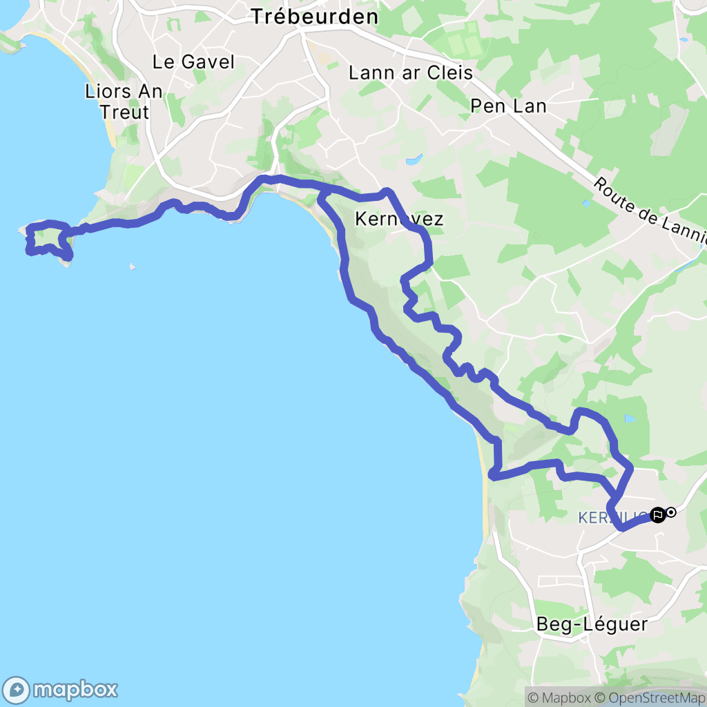 Lannion : carte du parcours de randonnée - France