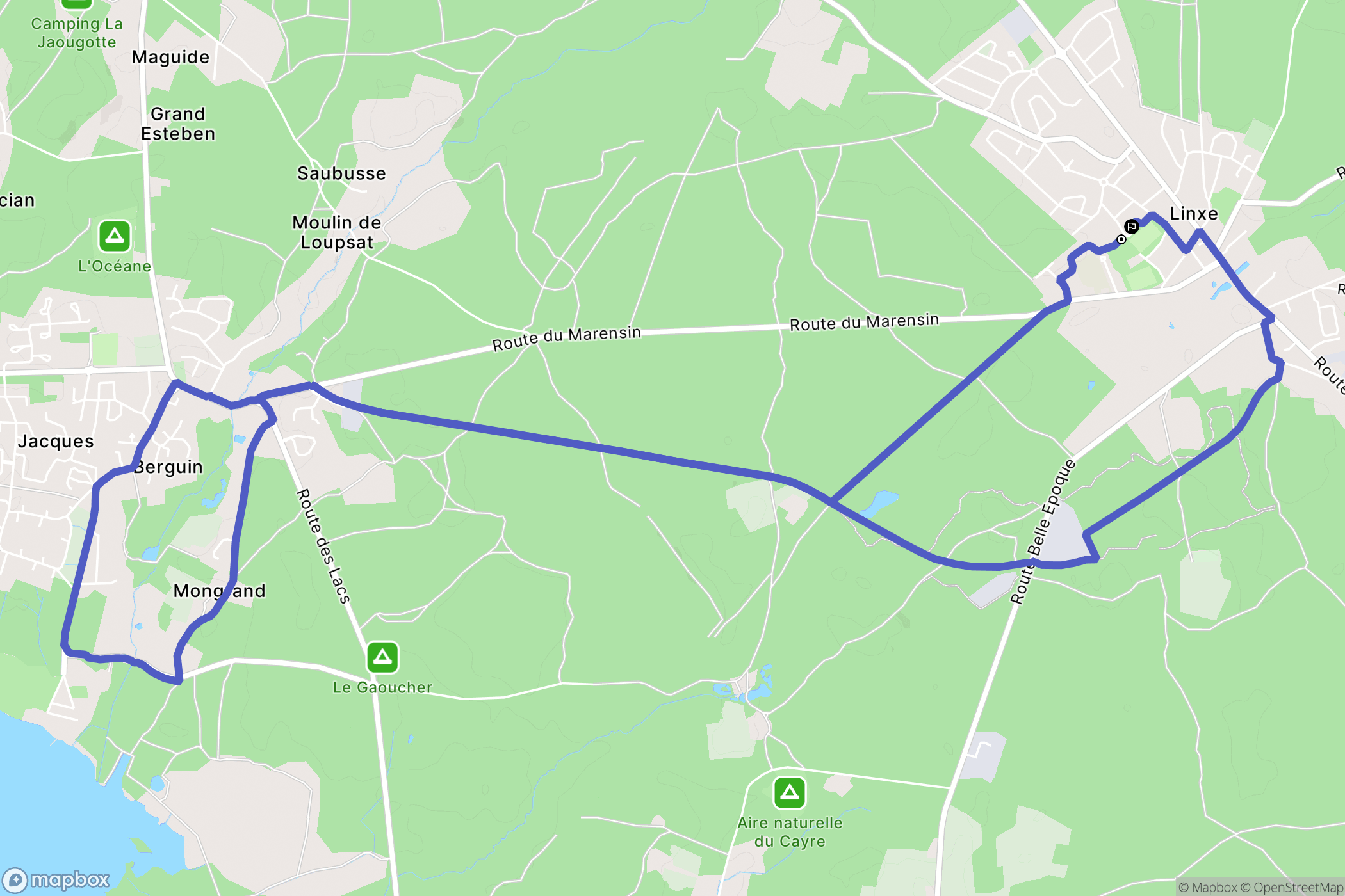 Linxe : carte du parcours de randonnée - France