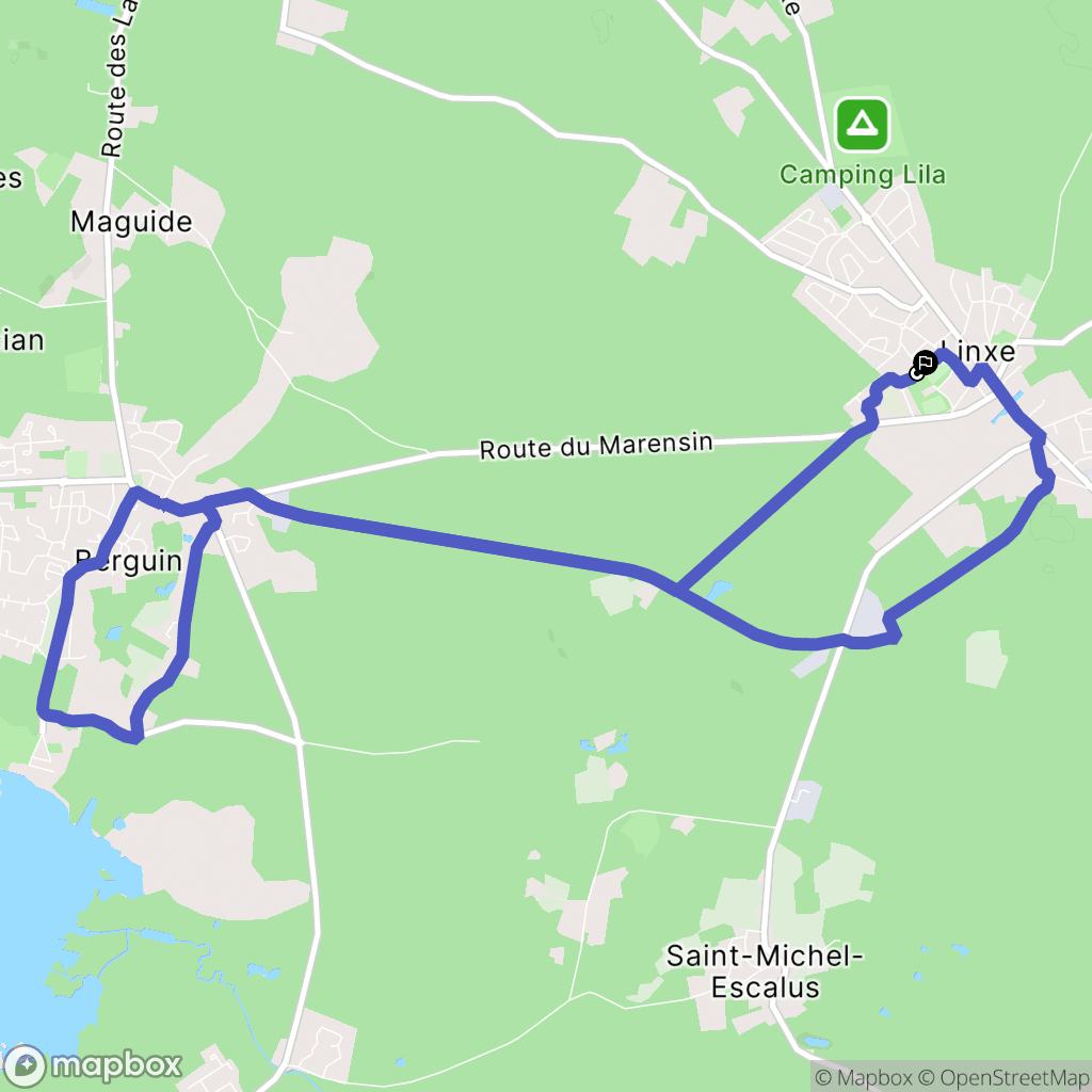 Linxe : carte du parcours de randonnée - France