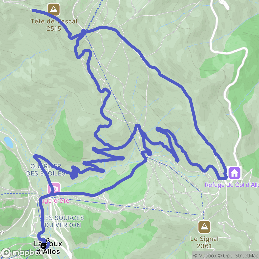 Allos : carte du parcours de randonnée - France
