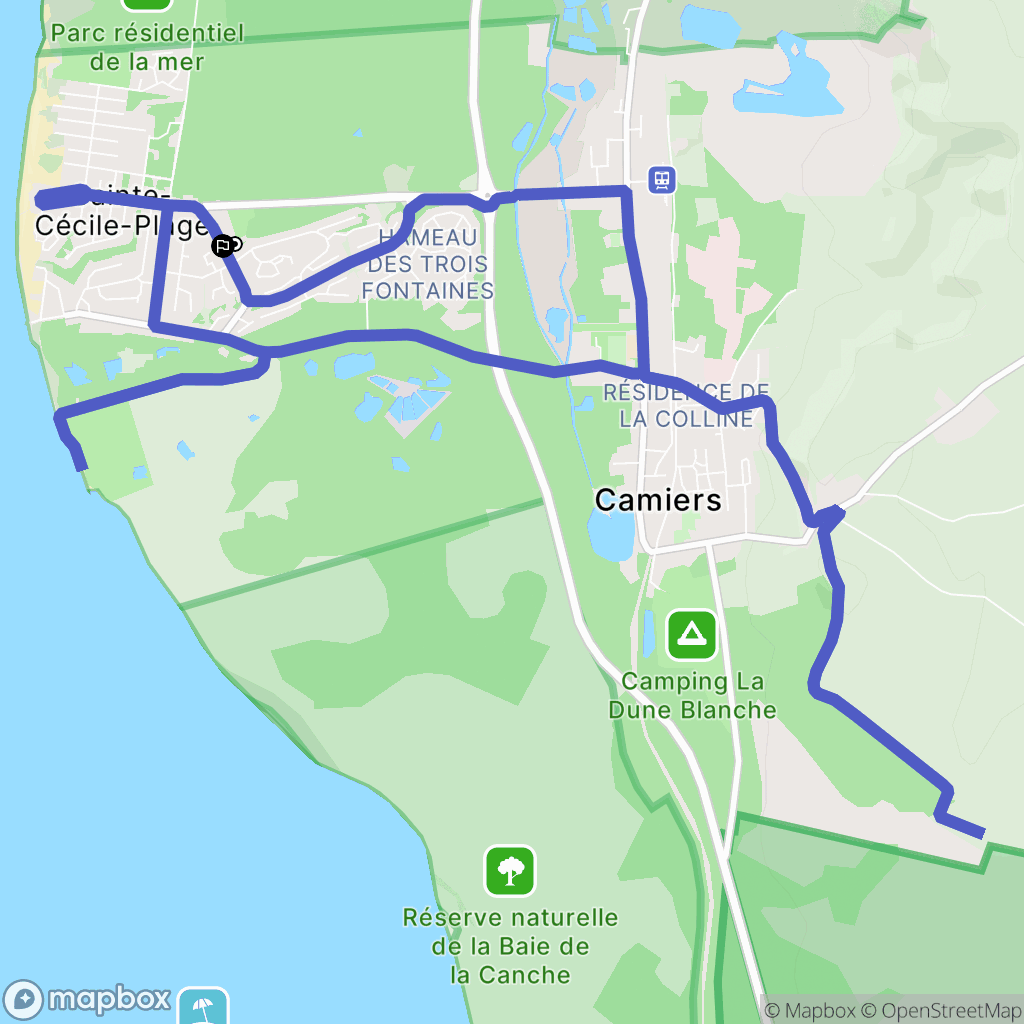Camiers : carte du parcours de randonnée - France