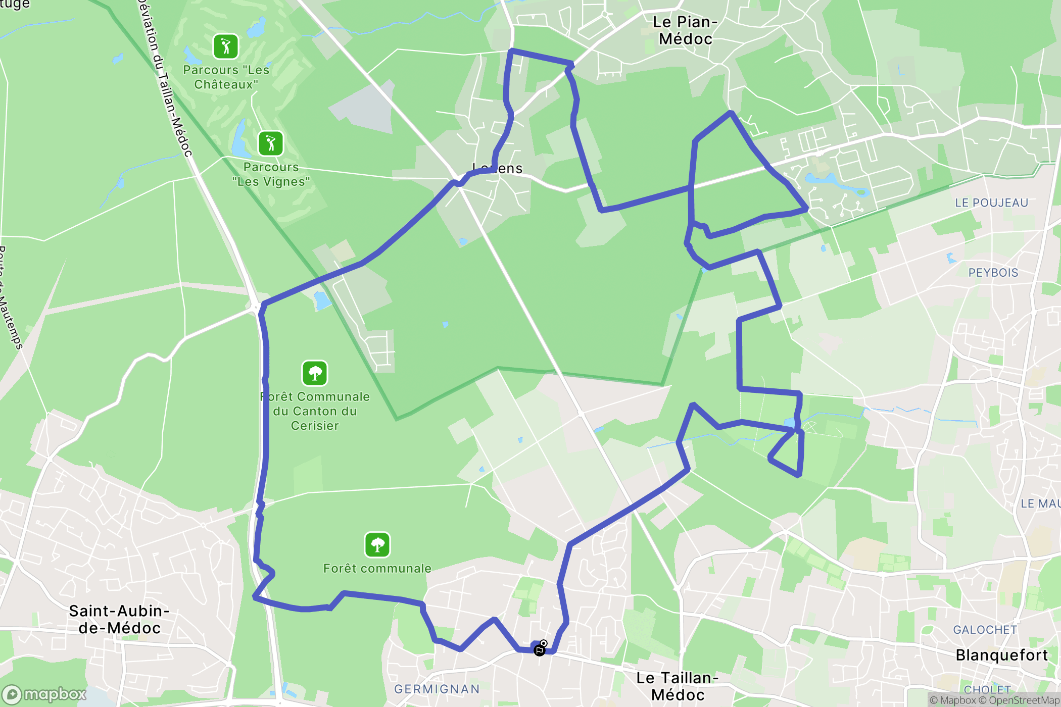 Le Taillan-Médoc : carte du parcours de randonnée - France
