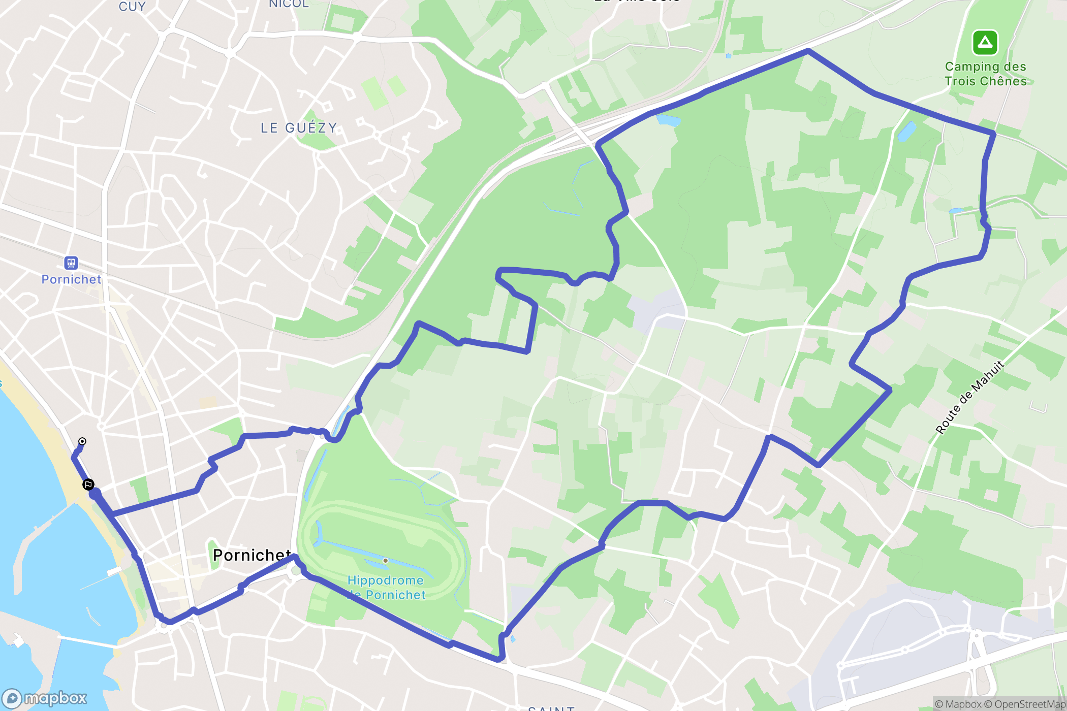 Pornichet : carte du parcours de randonnée - France