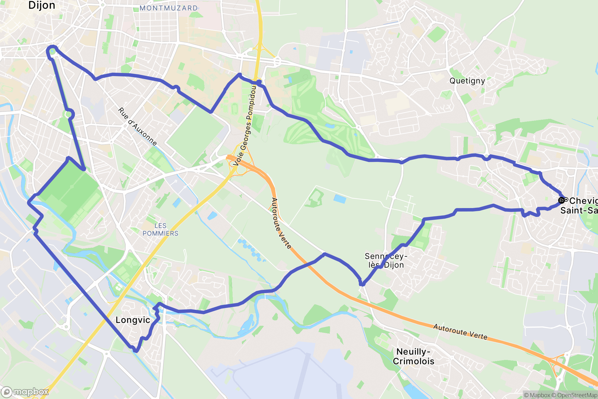 Chevigny-Saint-Sauveur : carte du parcours de randonnée - France