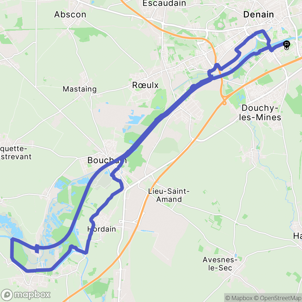 Denain : carte du parcours de randonnée - France
