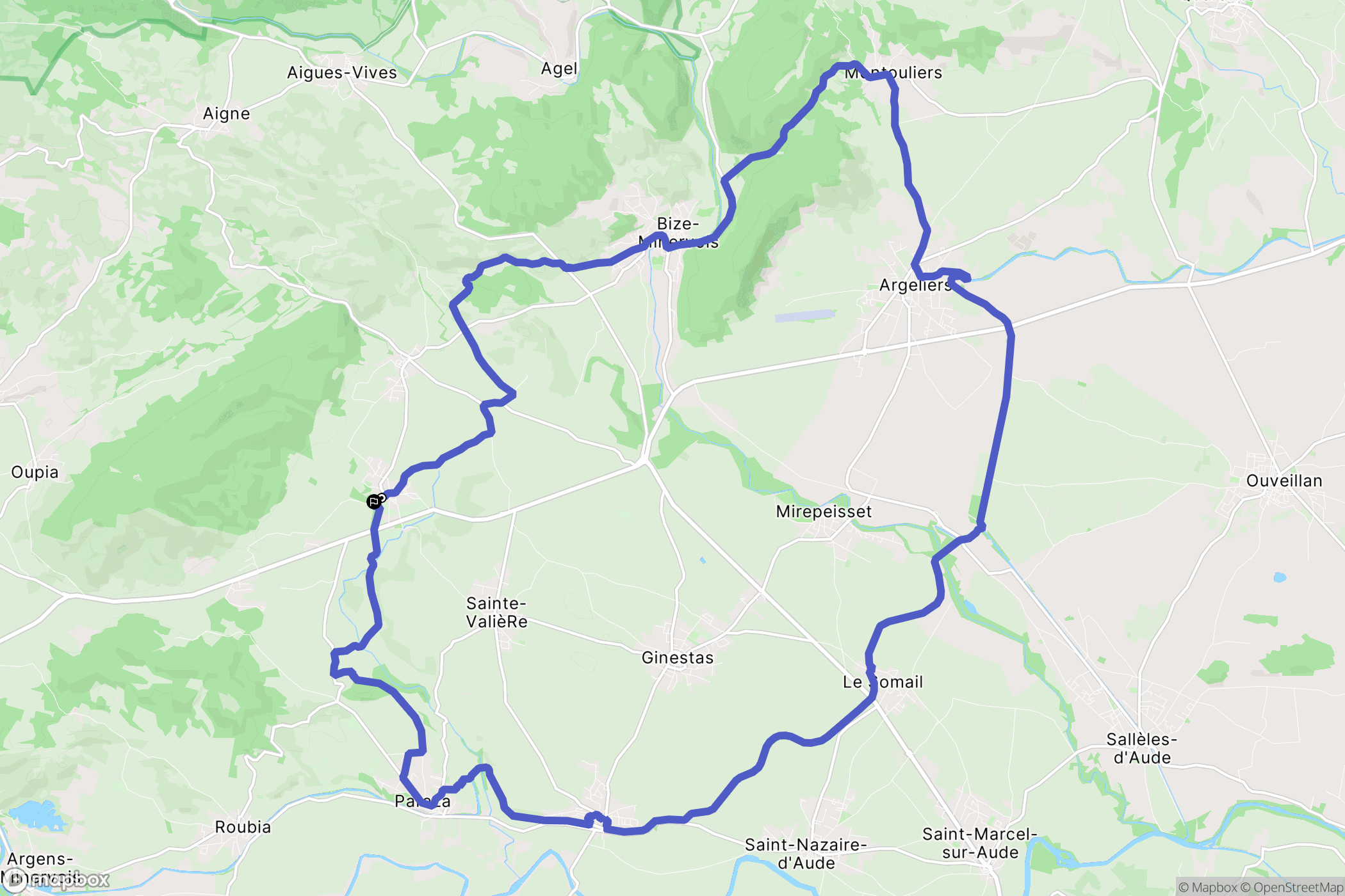 Pouzols-Minervois : carte du parcours de randonnée - France